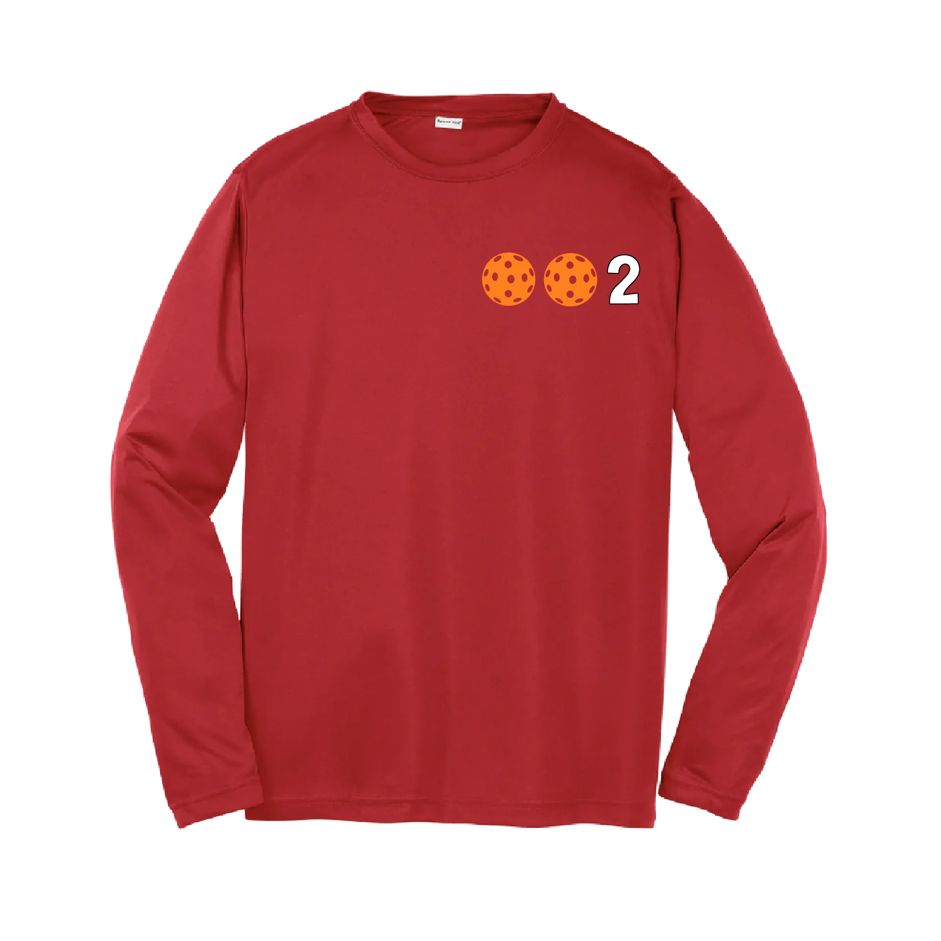002 Pickleball (Colors Cyan Red Orange) | Youth Long Sleeve Pickleball Shirts | 100% Polyester