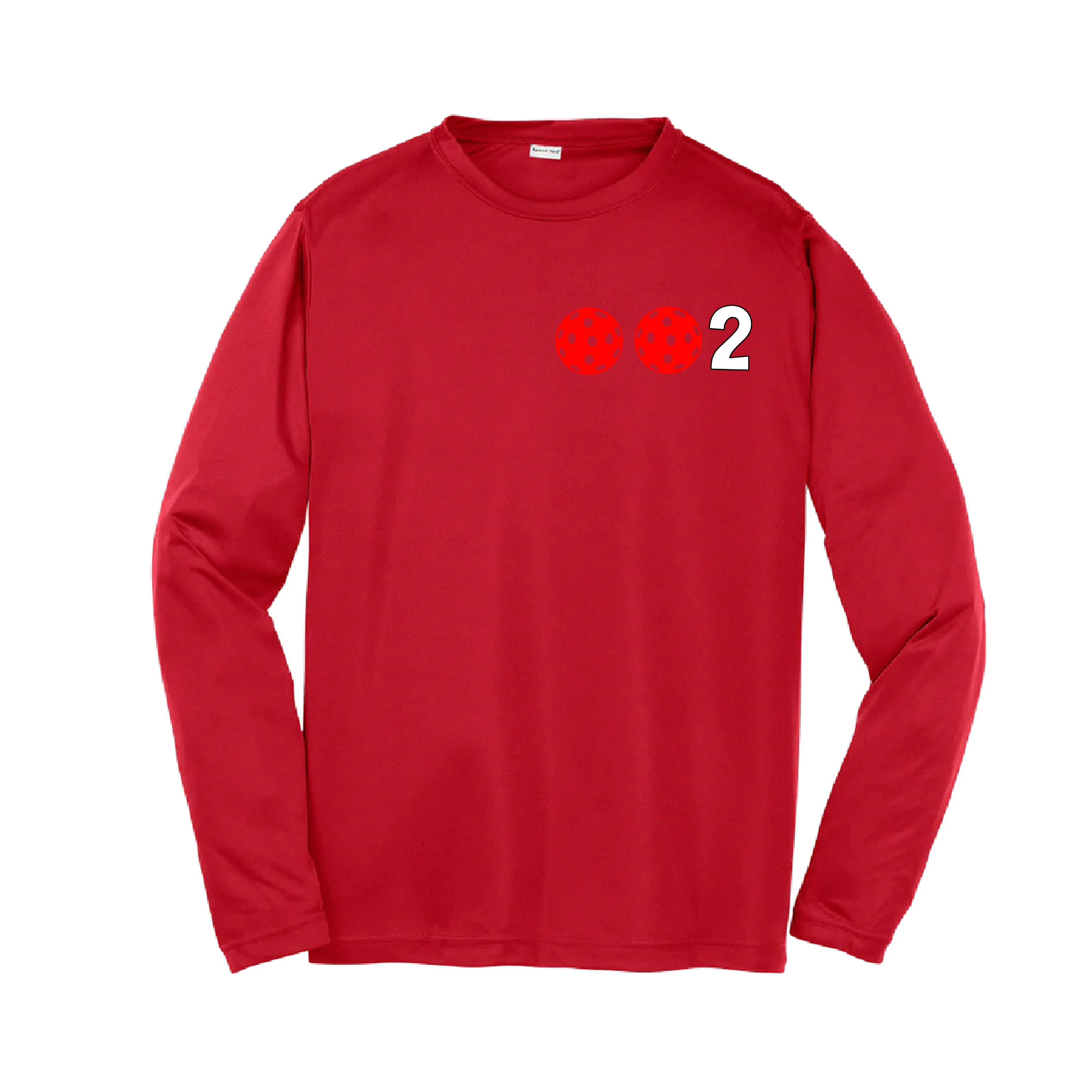 002 Pickleball (Colors Cyan Red Orange) | Youth Long Sleeve Pickleball Shirts | 100% Polyester