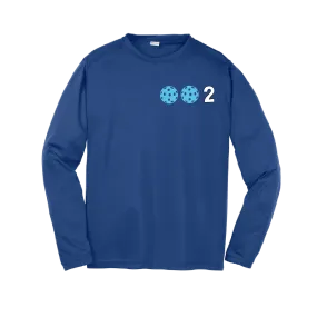 002 Pickleball (Colors Cyan Red Orange) | Youth Long Sleeve Pickleball Shirts | 100% Polyester