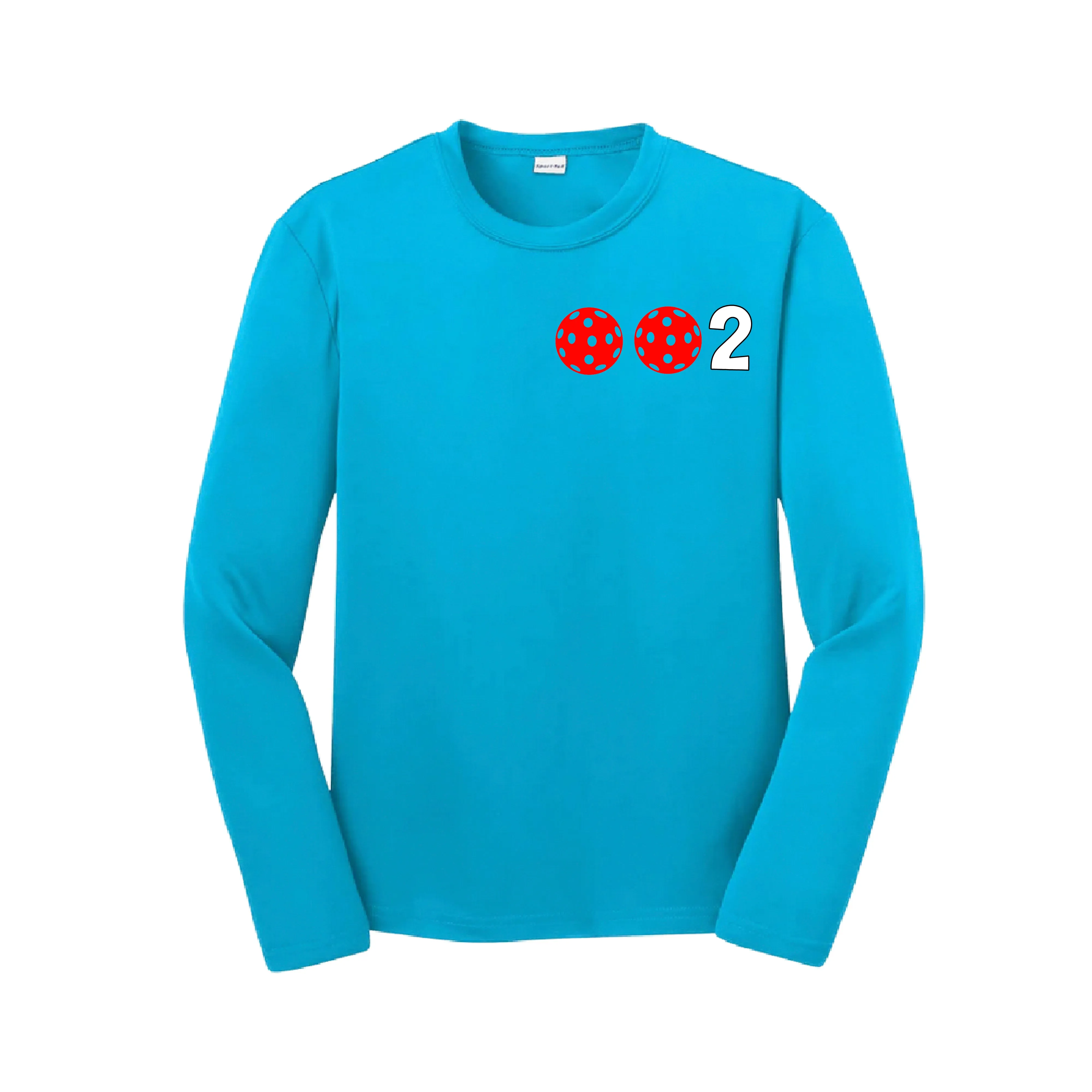 002 Pickleball (Colors Cyan Red Orange) | Youth Long Sleeve Pickleball Shirts | 100% Polyester