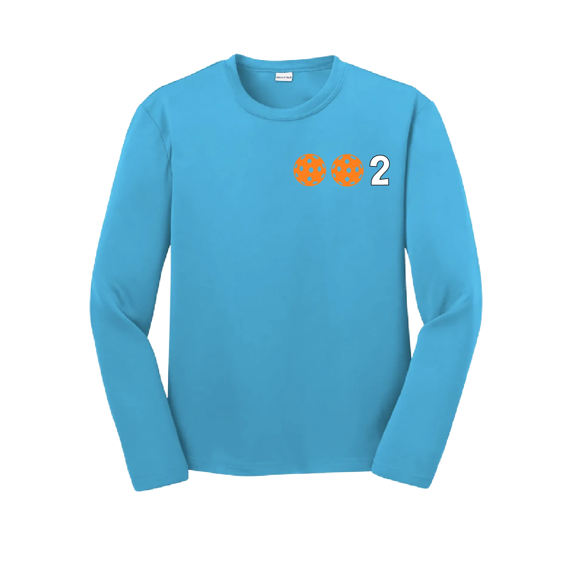 002 Pickleball (Colors Cyan Red Orange) | Youth Long Sleeve Pickleball Shirts | 100% Polyester