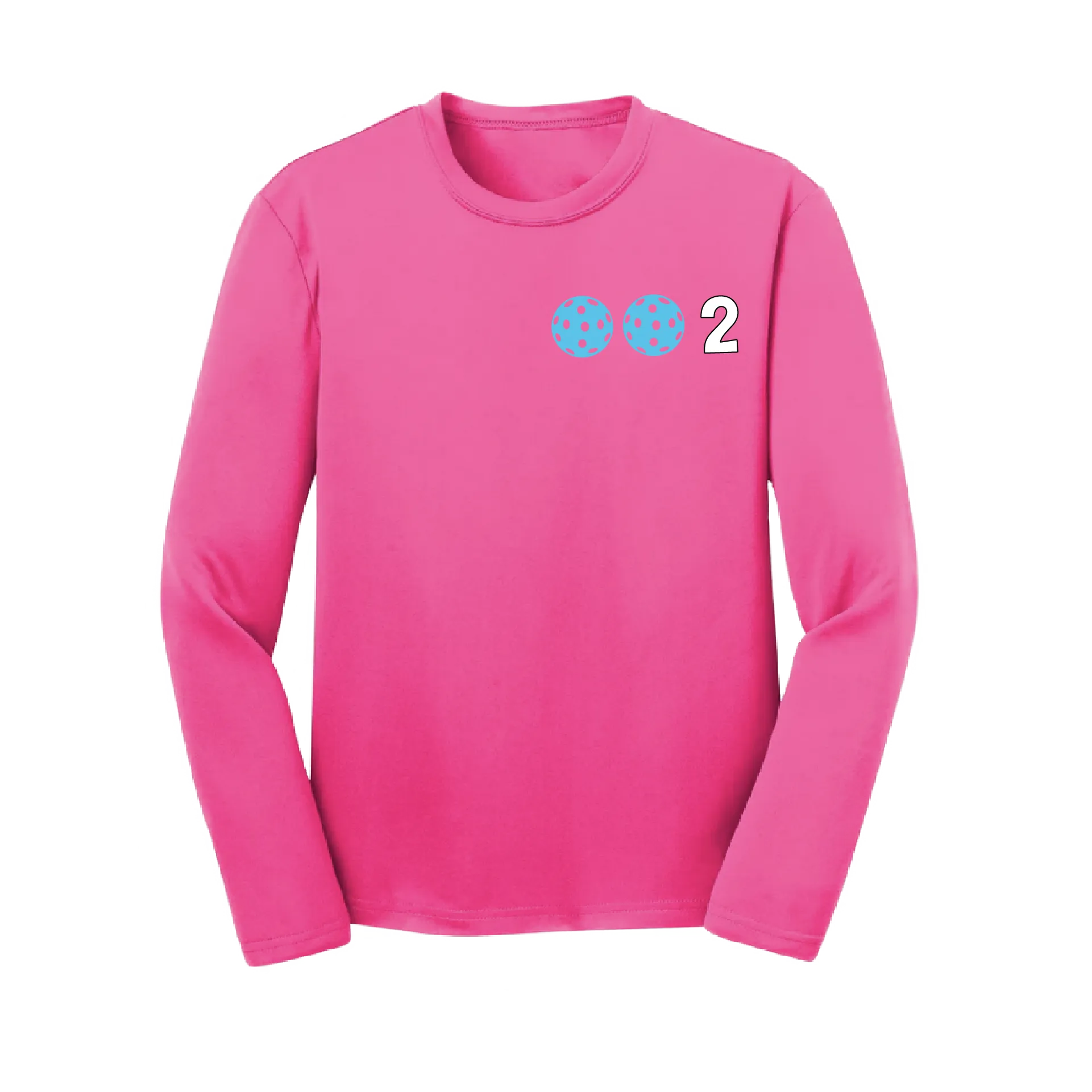 002 Pickleball (Colors Cyan Red Orange) | Youth Long Sleeve Pickleball Shirts | 100% Polyester