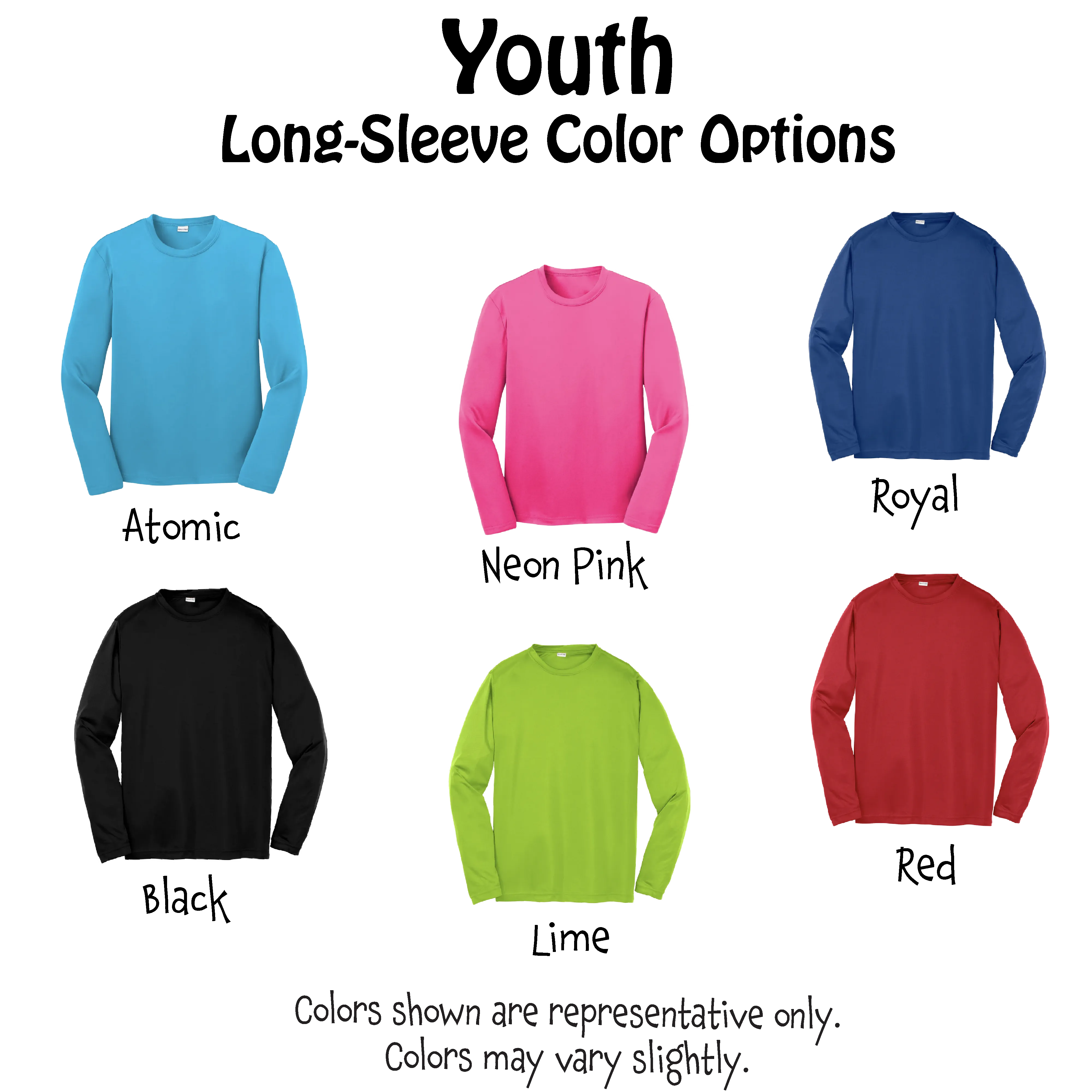 002 Pickleball (Colors Cyan Red Orange) | Youth Long Sleeve Pickleball Shirts | 100% Polyester