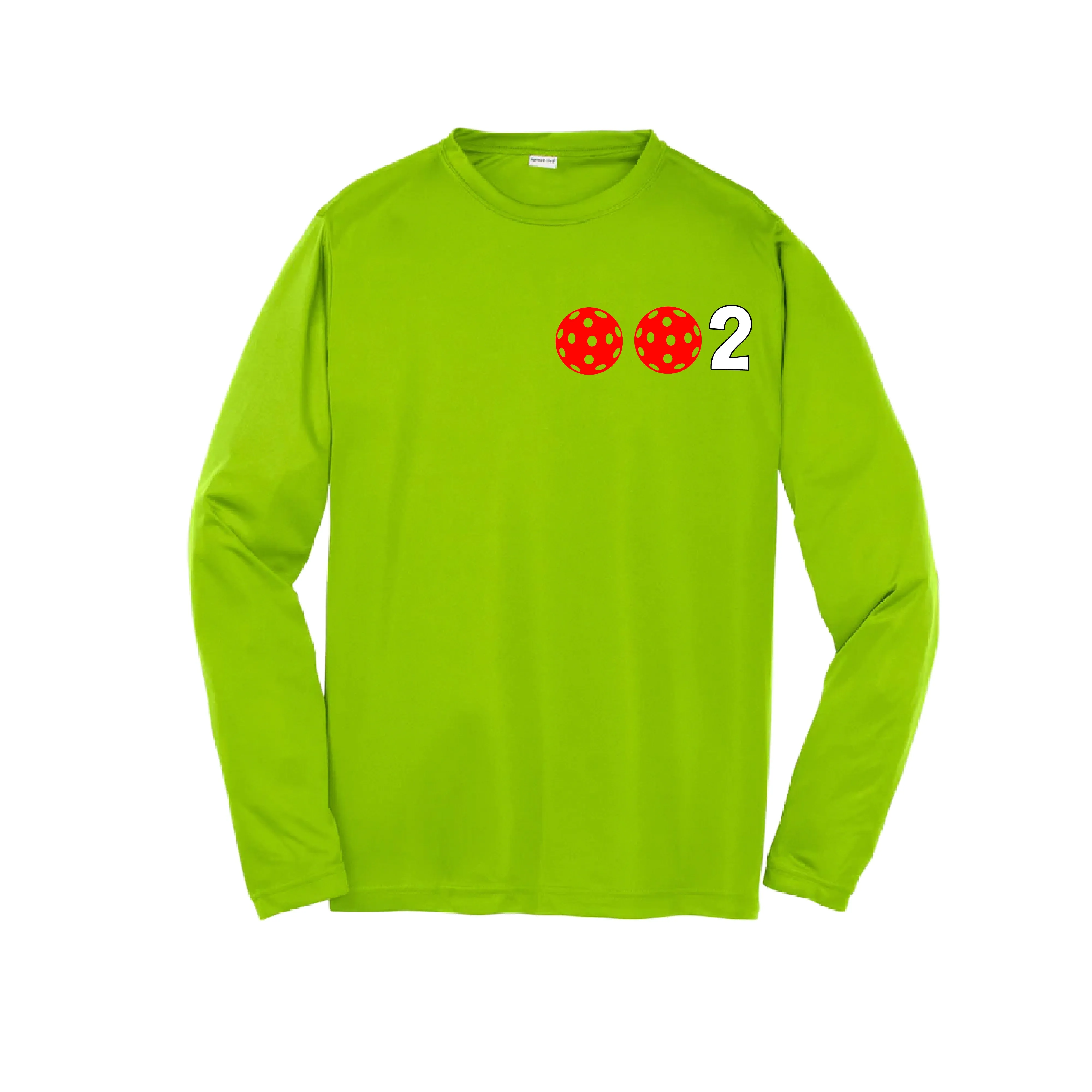 002 Pickleball (Colors Cyan Red Orange) | Youth Long Sleeve Pickleball Shirts | 100% Polyester