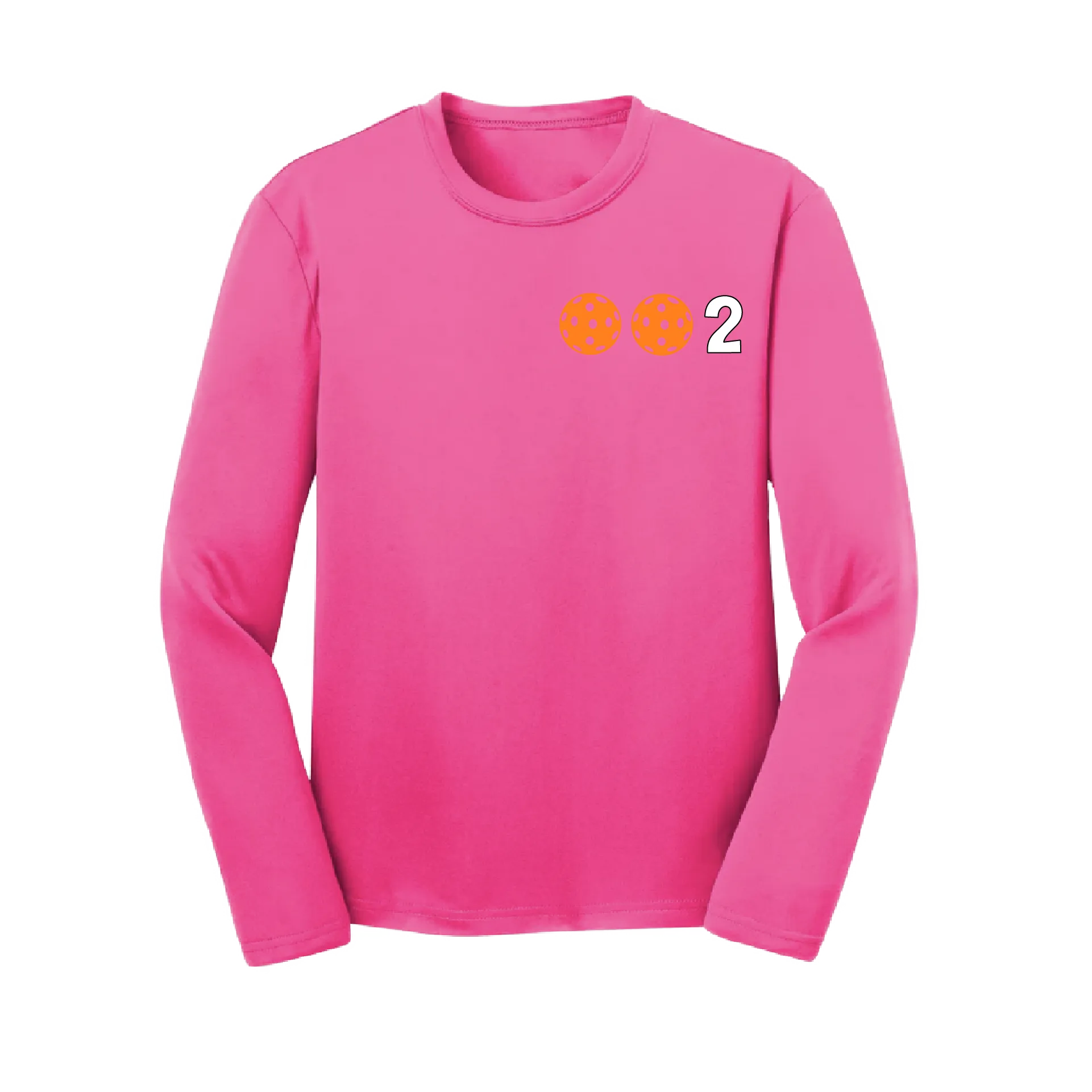 002 Pickleball (Colors Cyan Red Orange) | Youth Long Sleeve Pickleball Shirts | 100% Polyester