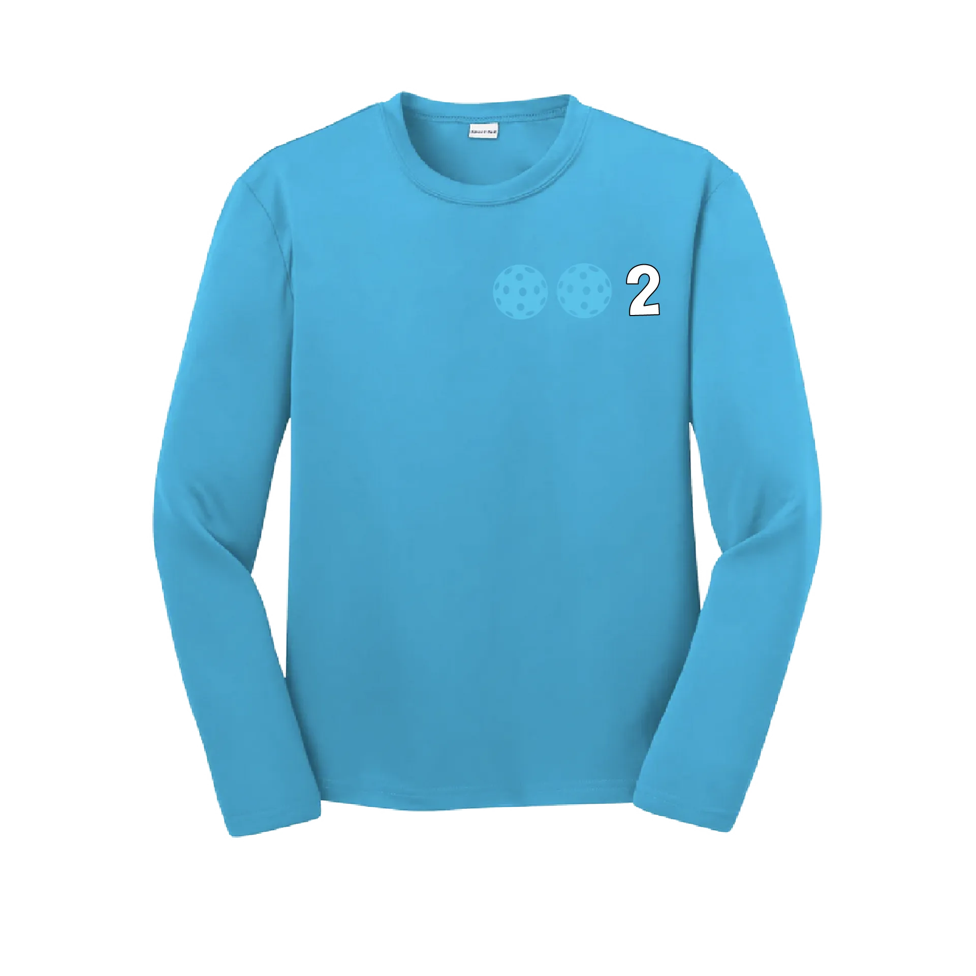 002 Pickleball (Colors Cyan Red Orange) | Youth Long Sleeve Pickleball Shirts | 100% Polyester