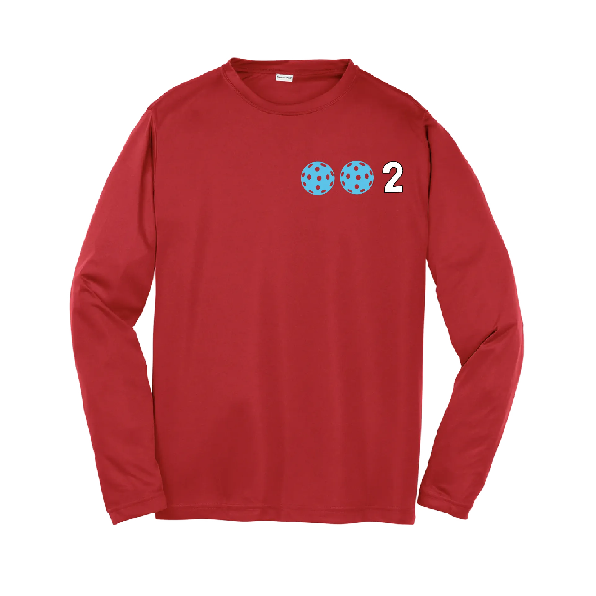 002 Pickleball (Colors Cyan Red Orange) | Youth Long Sleeve Pickleball Shirts | 100% Polyester