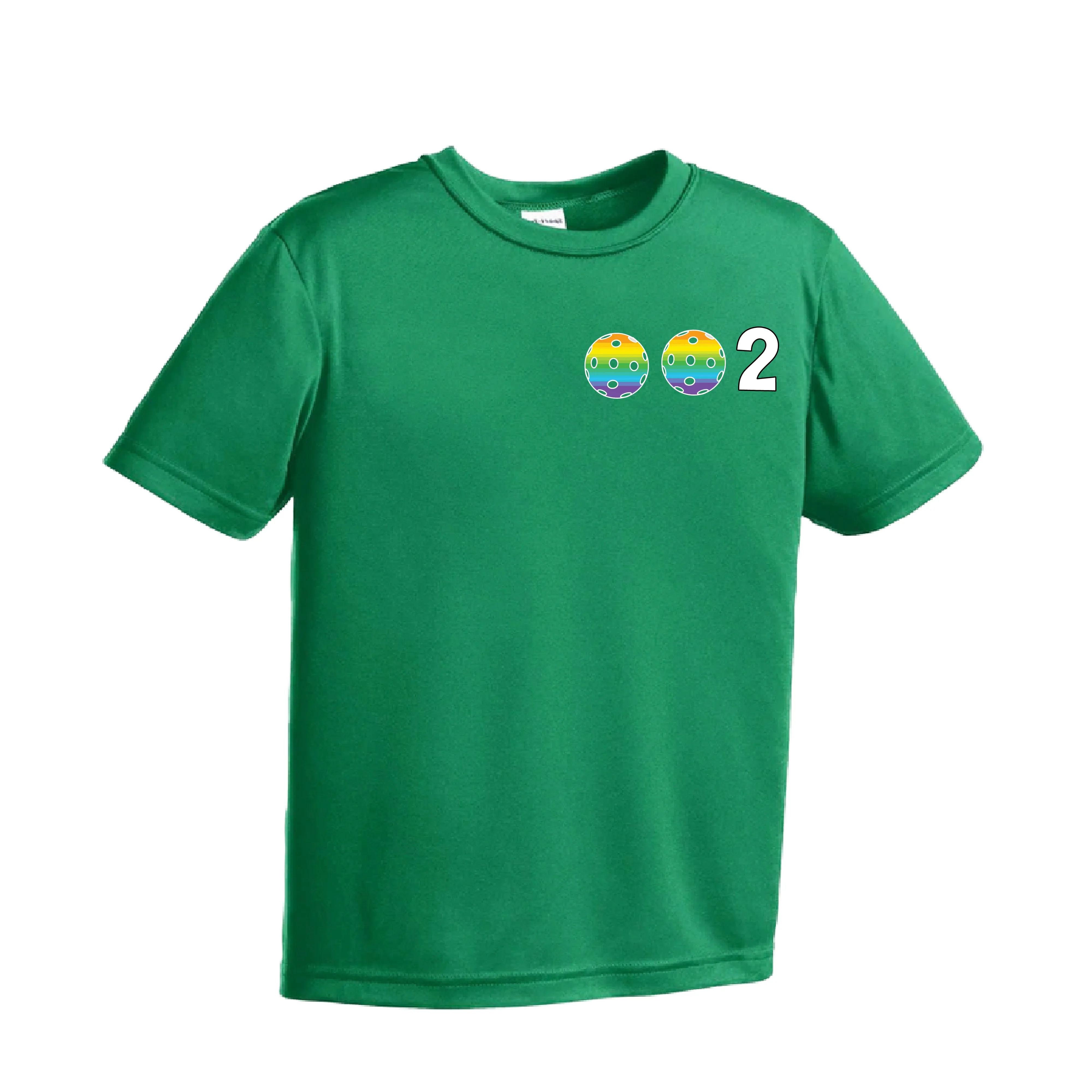 002 Pickleball (Colors Purple Rainbow Pink) | Youth Short Sleeve Pickleball Shirts | 100% Polyester