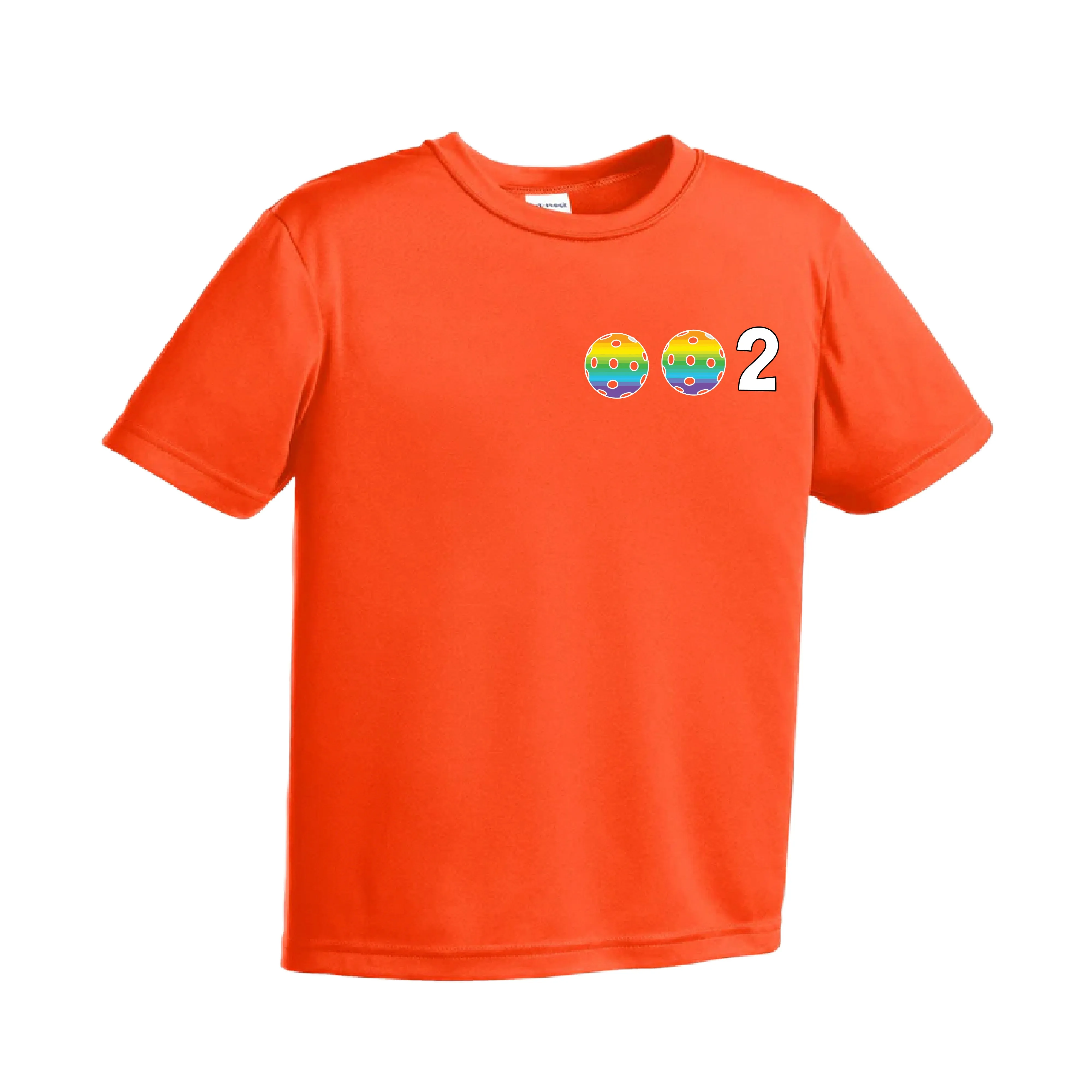 002 Pickleball (Colors Purple Rainbow Pink) | Youth Short Sleeve Pickleball Shirts | 100% Polyester