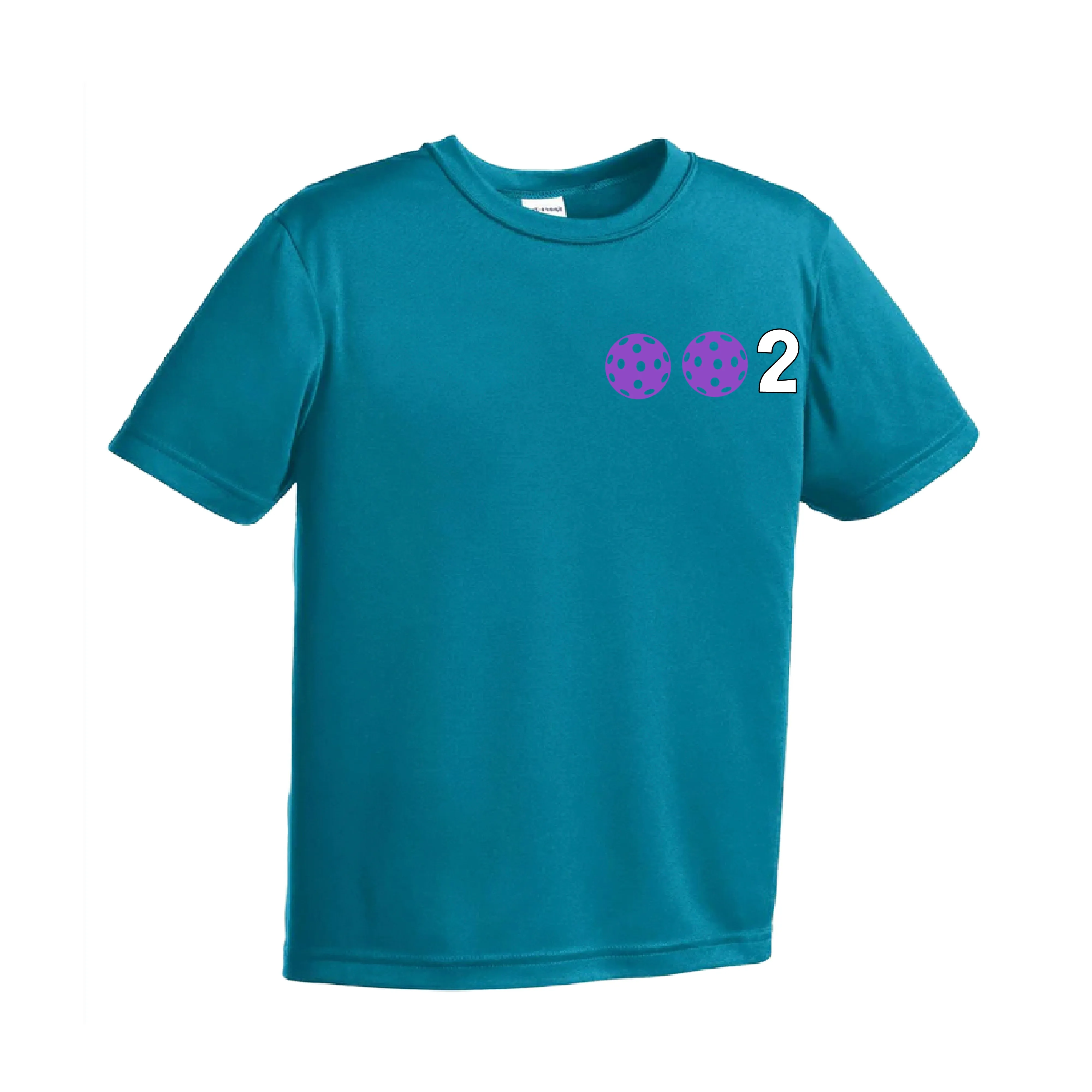 002 Pickleball (Colors Purple Rainbow Pink) | Youth Short Sleeve Pickleball Shirts | 100% Polyester
