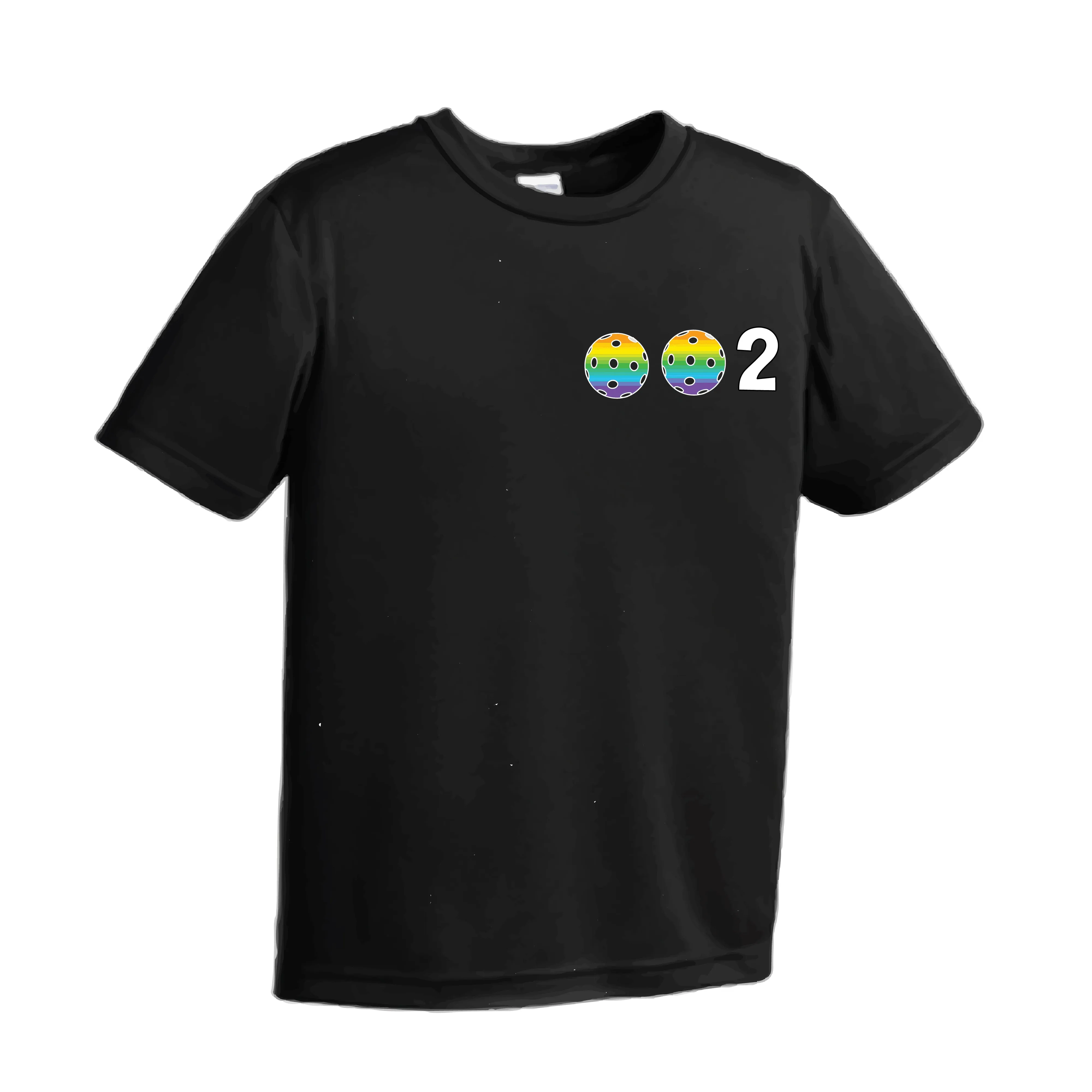 002 Pickleball (Colors Purple Rainbow Pink) | Youth Short Sleeve Pickleball Shirts | 100% Polyester