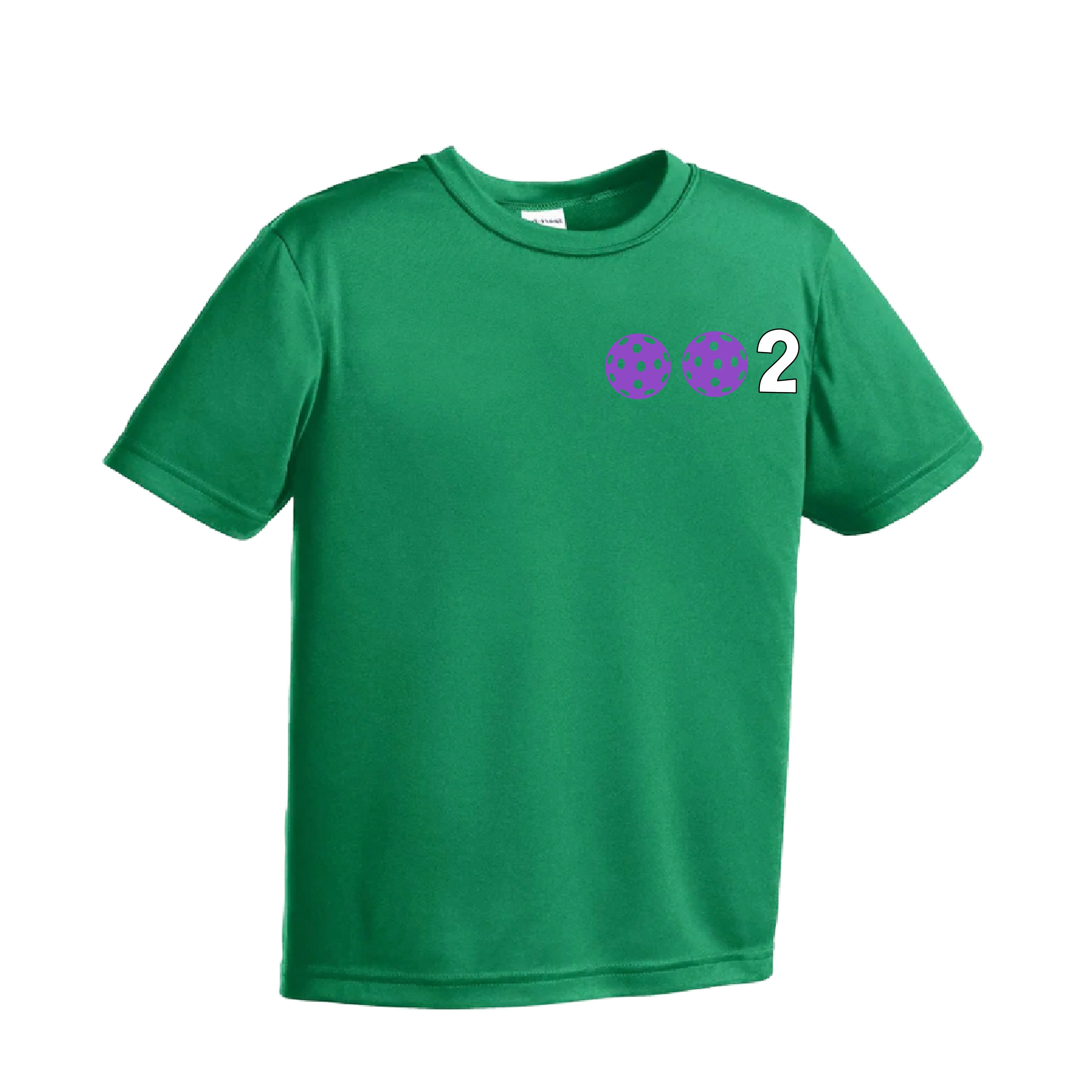 002 Pickleball (Colors Purple Rainbow Pink) | Youth Short Sleeve Pickleball Shirts | 100% Polyester