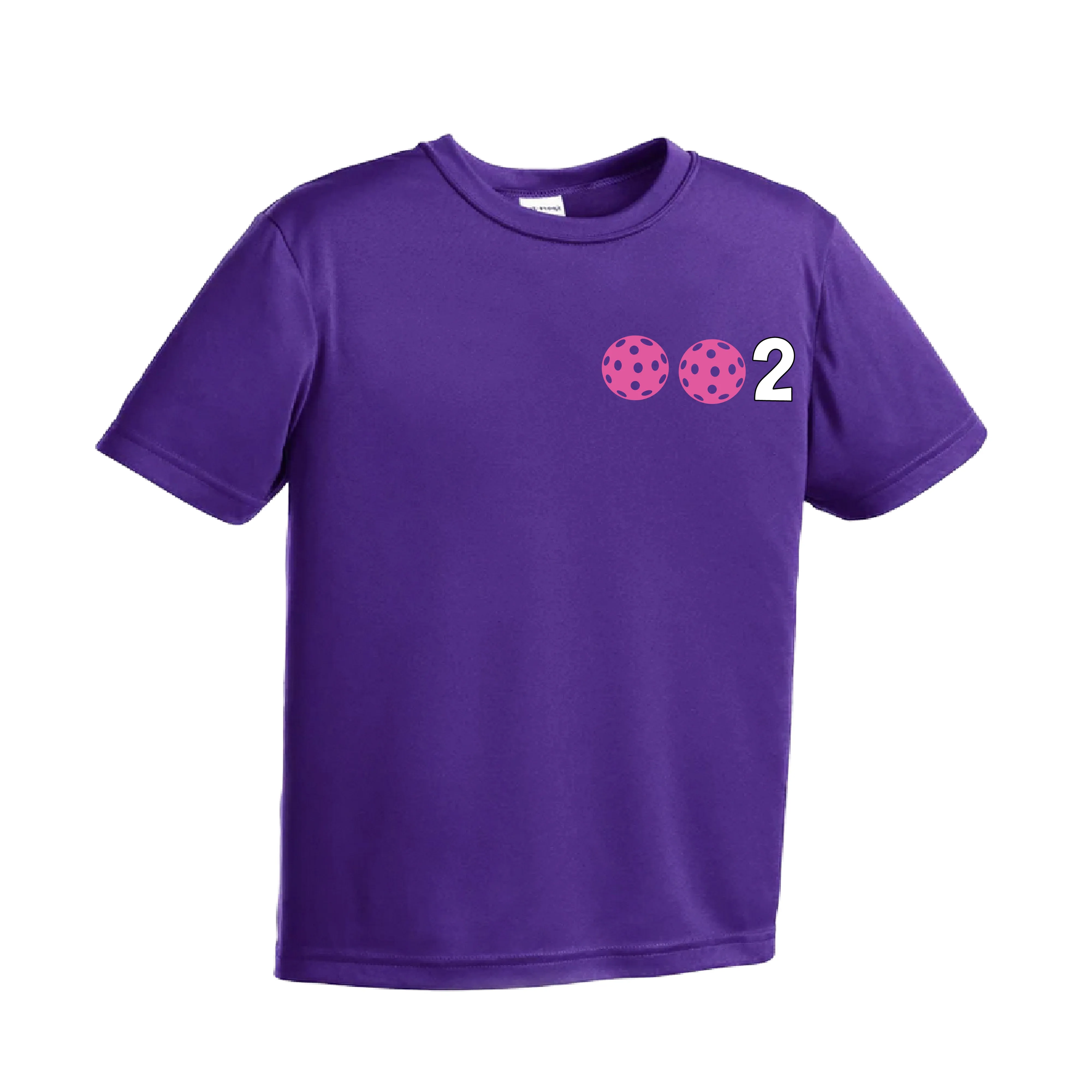 002 Pickleball (Colors Purple Rainbow Pink) | Youth Short Sleeve Pickleball Shirts | 100% Polyester