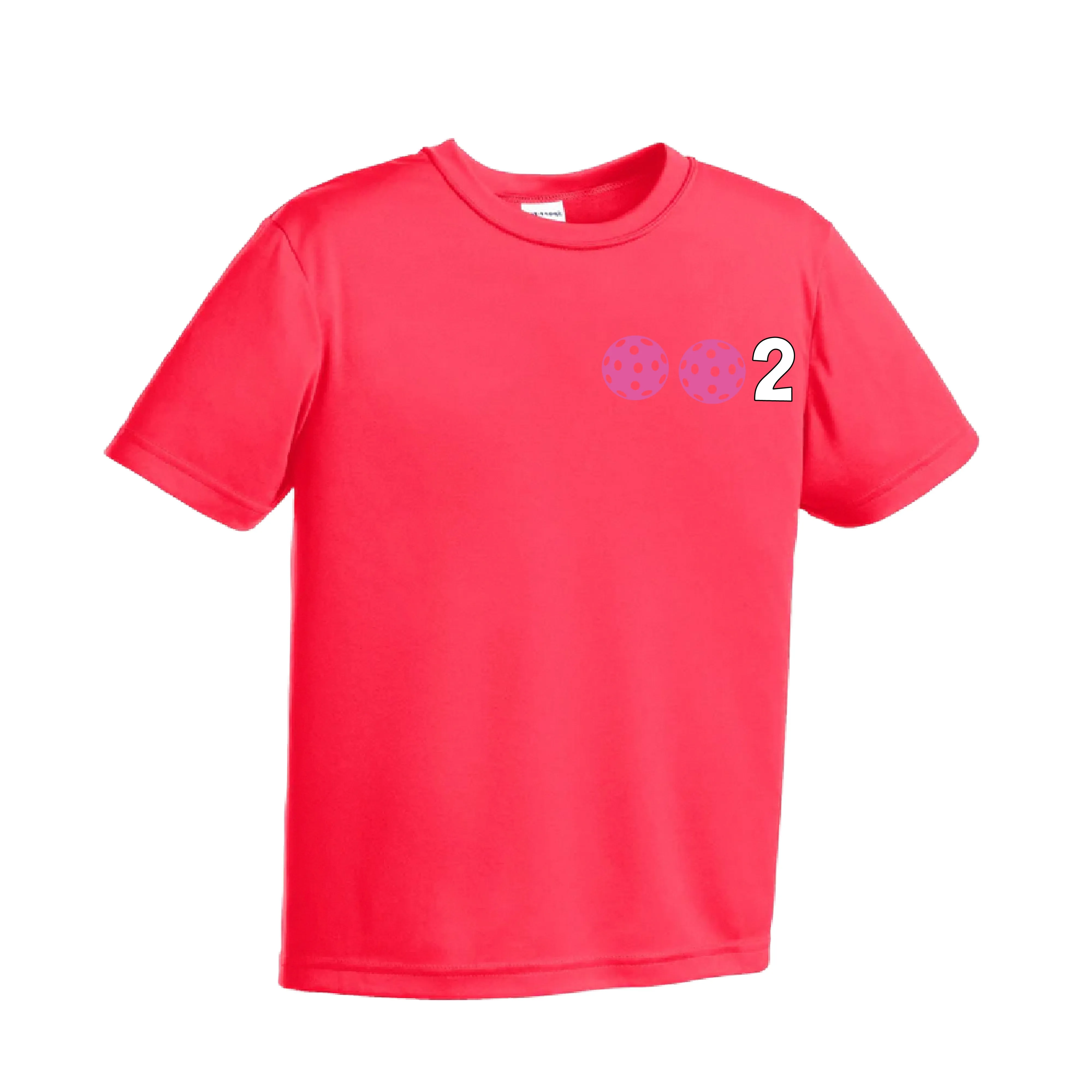 002 Pickleball (Colors Purple Rainbow Pink) | Youth Short Sleeve Pickleball Shirts | 100% Polyester