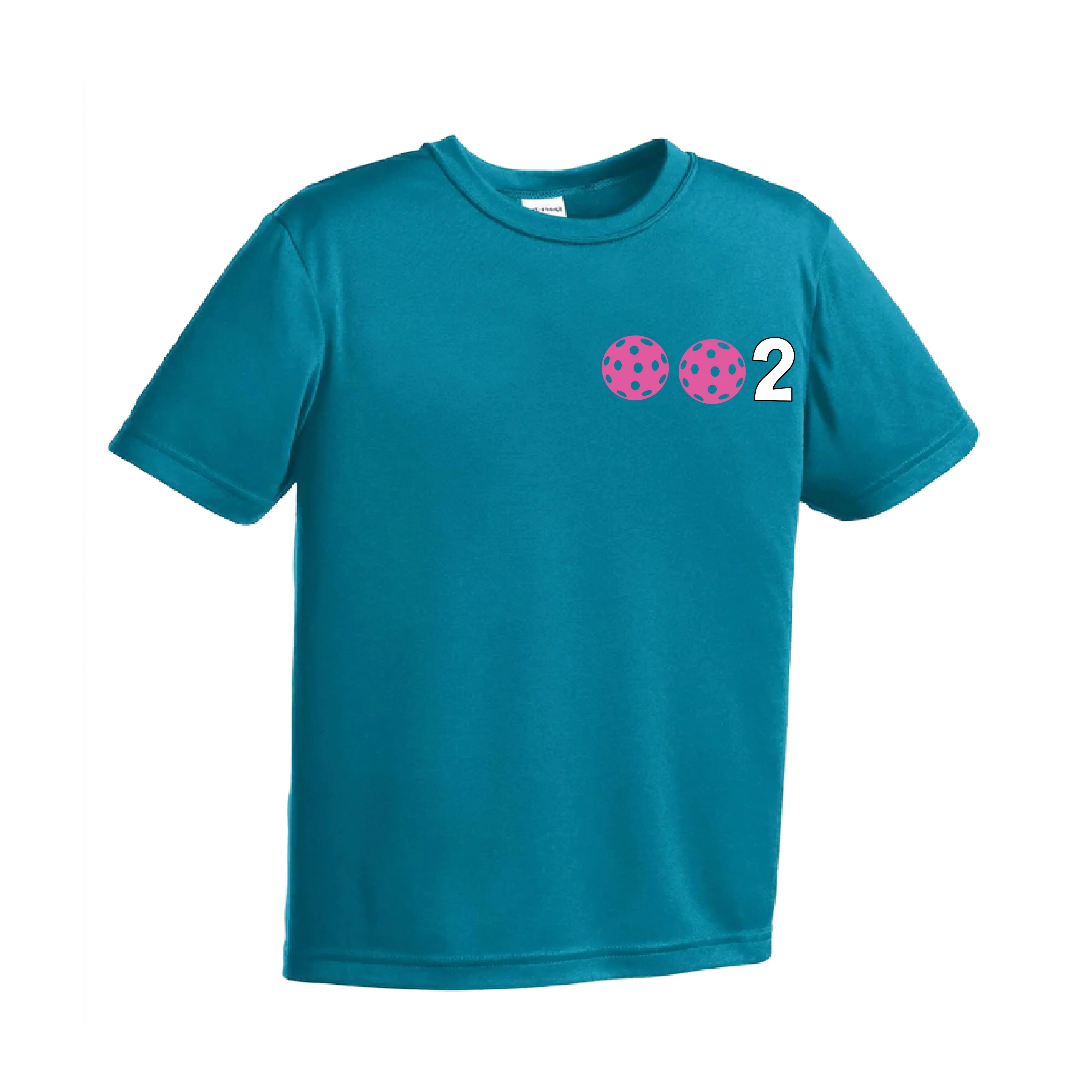 002 Pickleball (Colors Purple Rainbow Pink) | Youth Short Sleeve Pickleball Shirts | 100% Polyester
