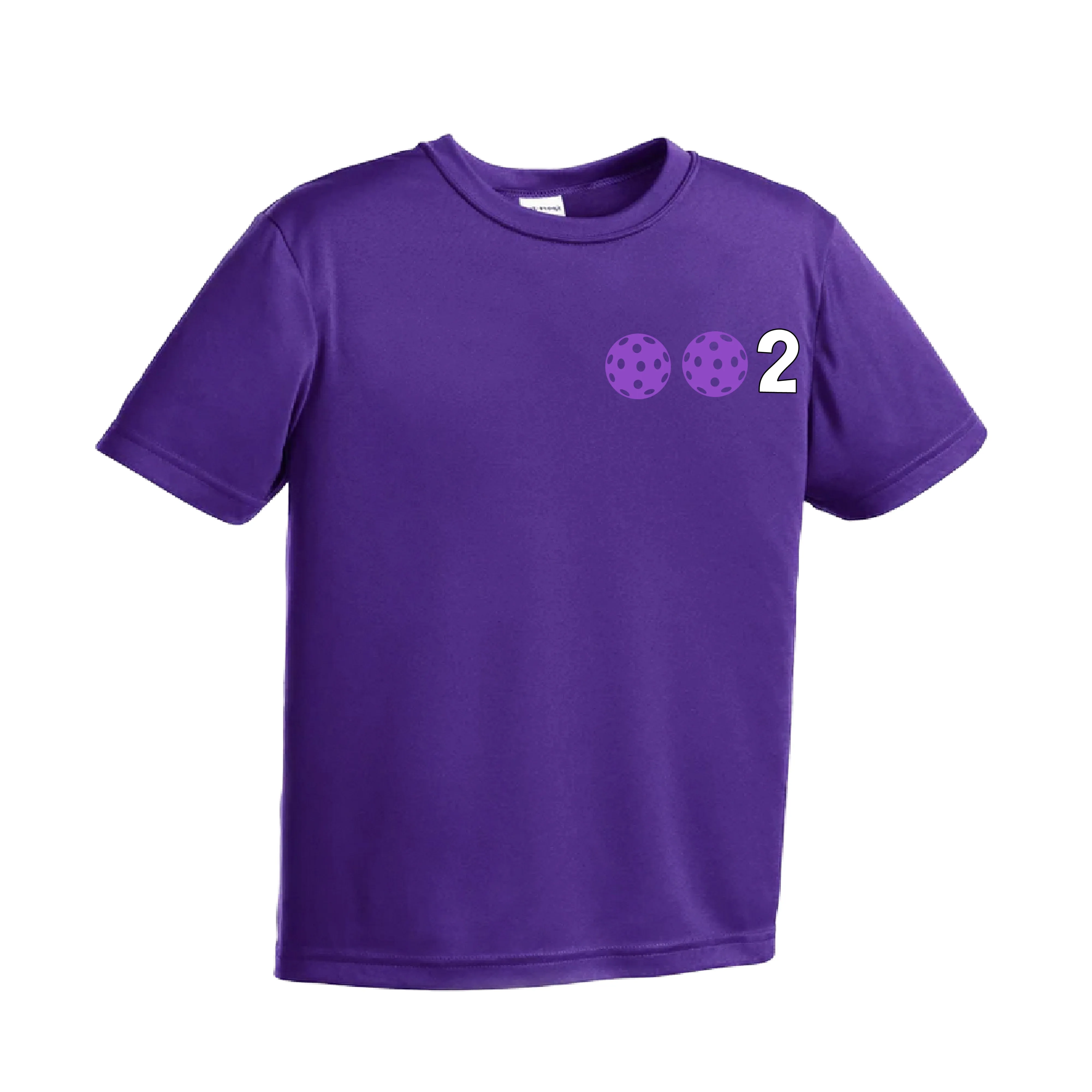 002 Pickleball (Colors Purple Rainbow Pink) | Youth Short Sleeve Pickleball Shirts | 100% Polyester