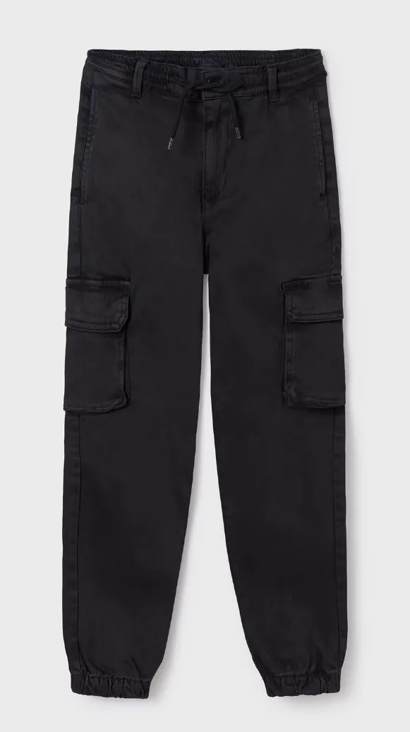 7529 Mayoral Tween/Teen Boys Jogger Bottom Relaxed Cargo Pants - Black