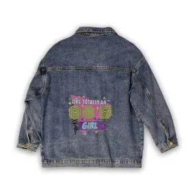 80's Retro Atomic Cat Oversized Denim Jackets