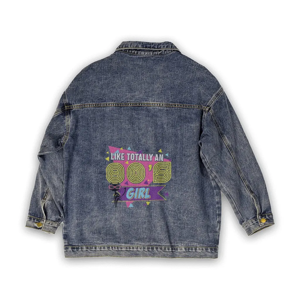 80's Retro Atomic Cat Oversized Denim Jackets