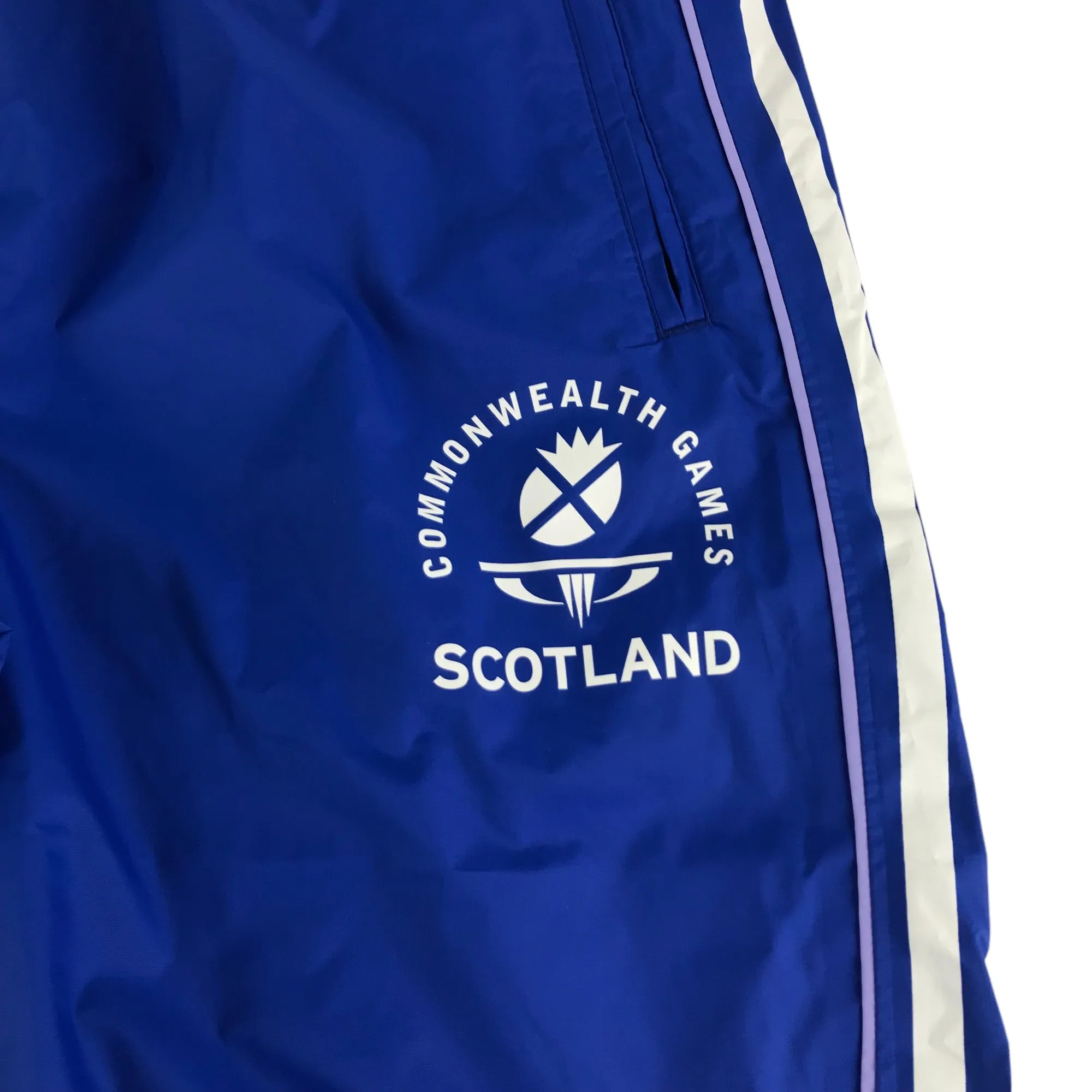 Adidas Trousers Size XL Royal Blue Scotland Commonwealth Games Waterproof Windbreaker Bottoms