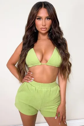 Always Chill Velour Short Set - Lime