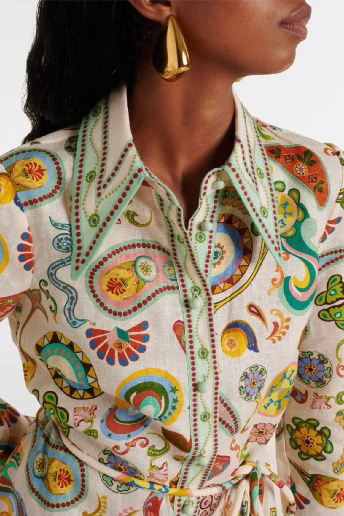 Arcade Paisley Linen Minidress