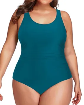 Backless Tummy Control Swimwear Women's Plus Size One Piece Swimsuit
