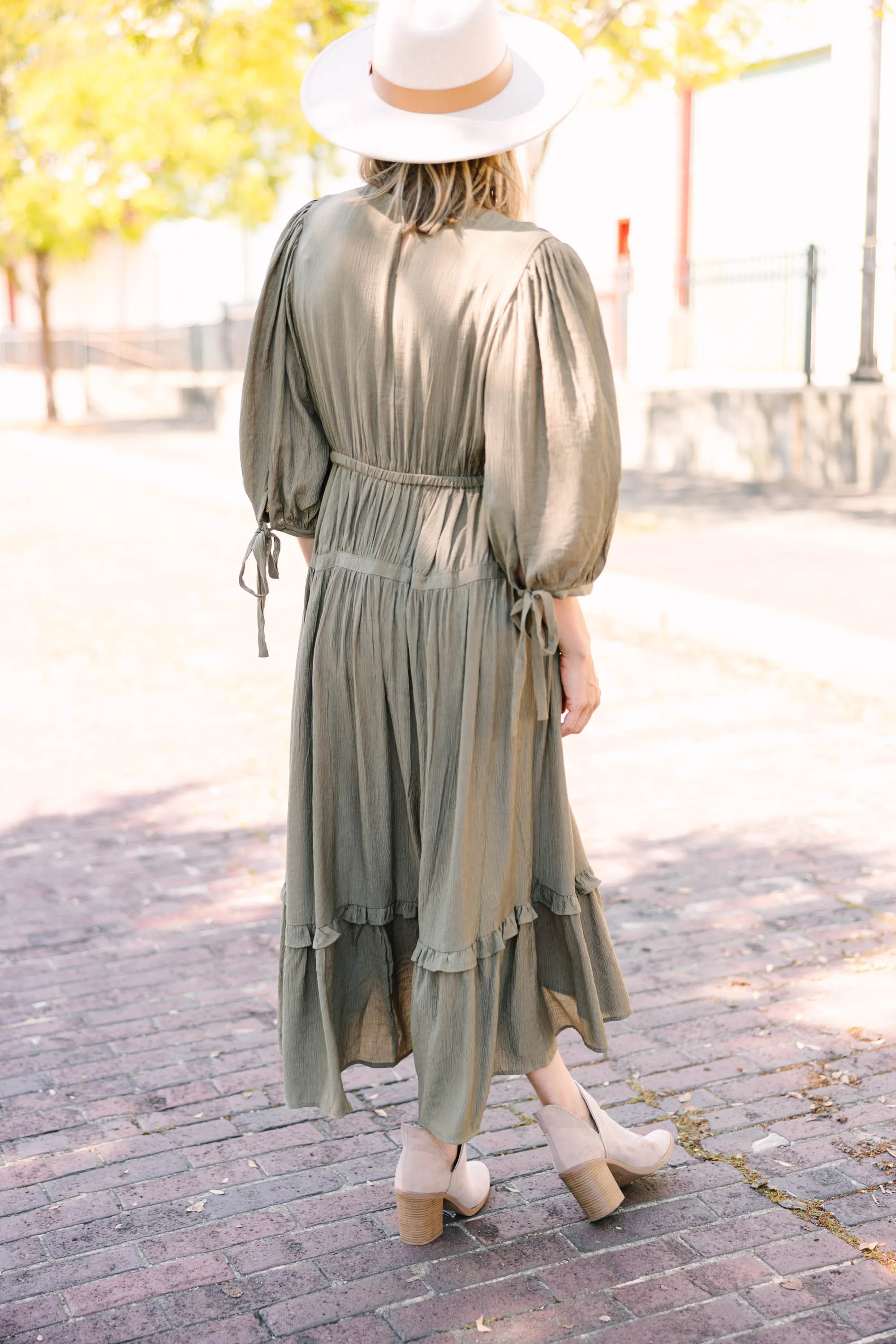 Be Your All Vintage Olive Green Midi Dress