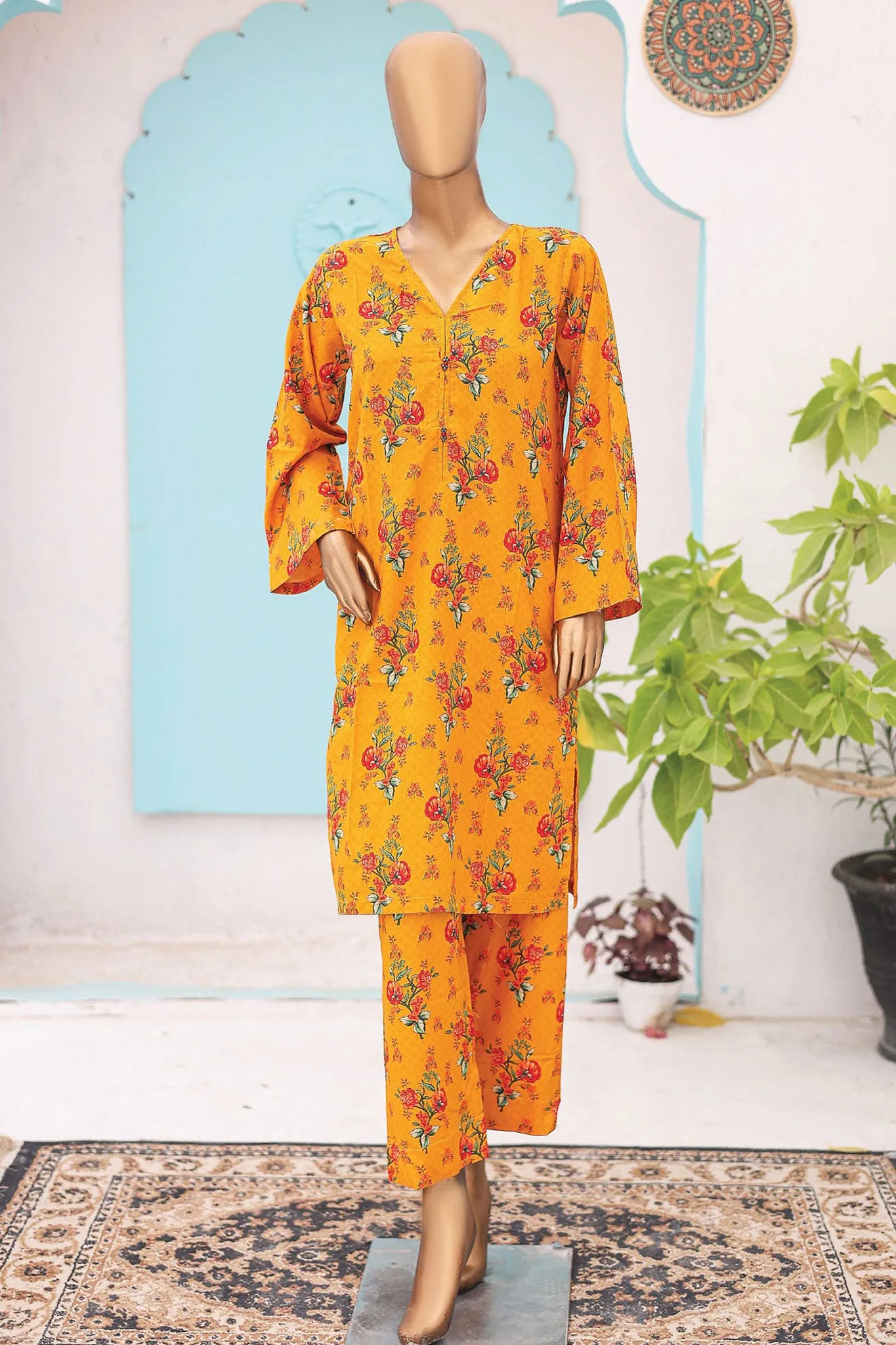 Bin Saeed Stitched 2 Piece Co-Ords Printed Lawn Vol-02 Collection'2024-SMK-781-Yellow
