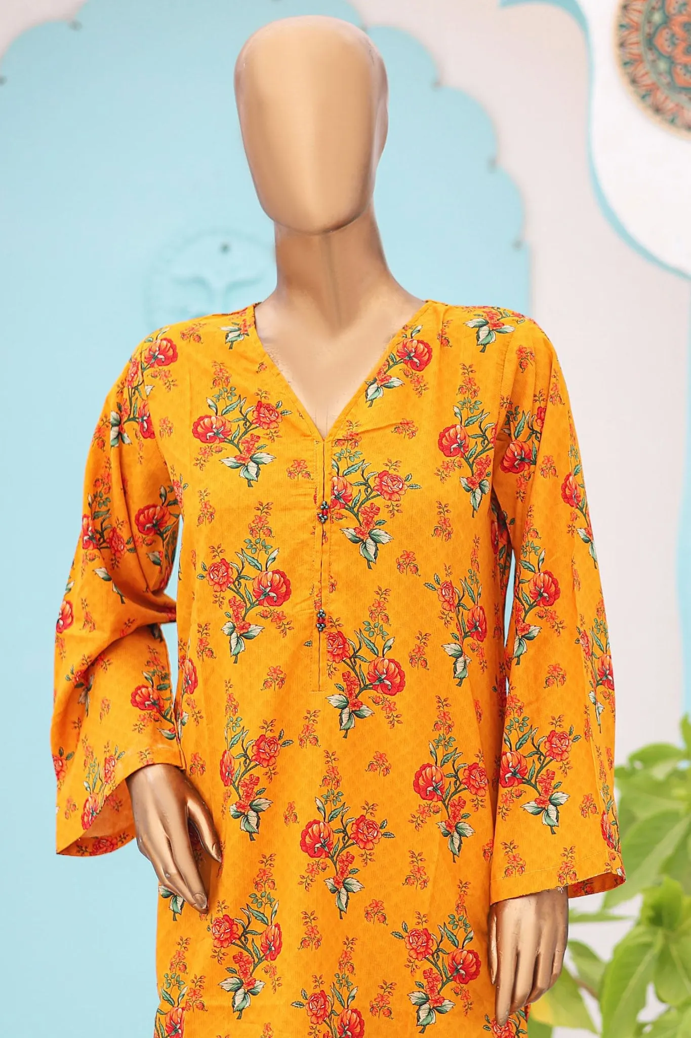 Bin Saeed Stitched 2 Piece Co-Ords Printed Lawn Vol-02 Collection'2024-SMK-781-Yellow