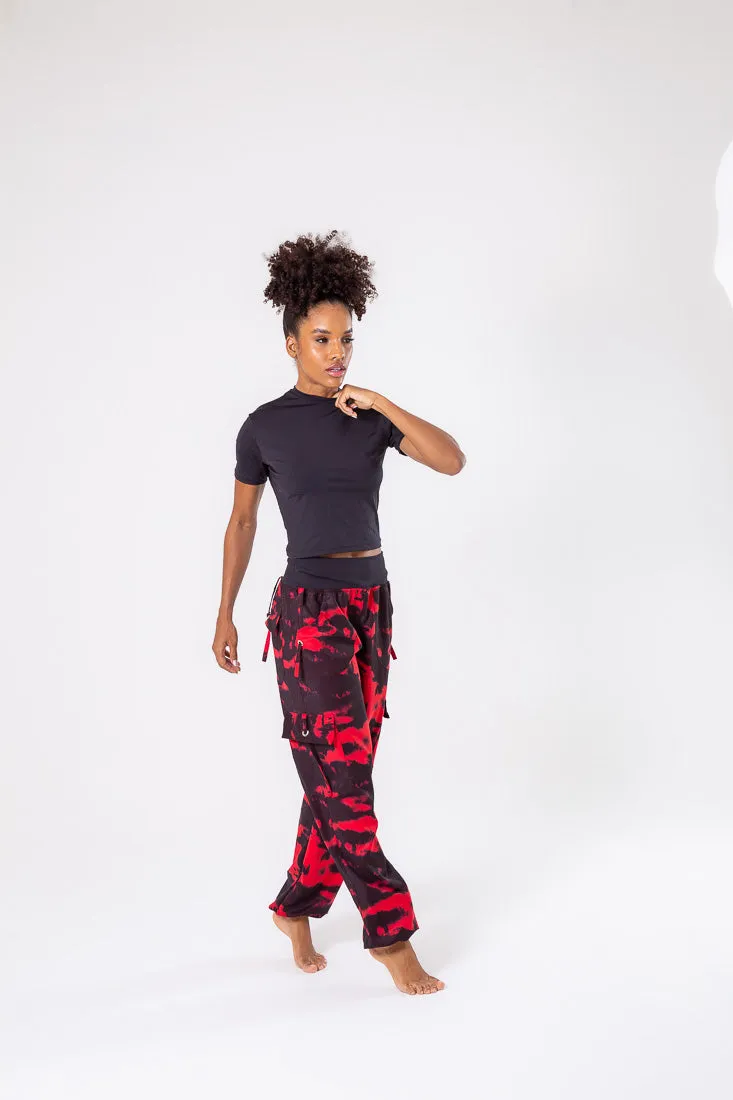 Black & Red Cargo Pant