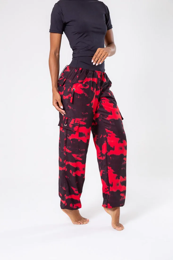 Black & Red Cargo Pant