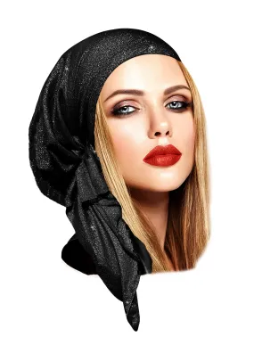 Black silver non slip headscarf sparkles
