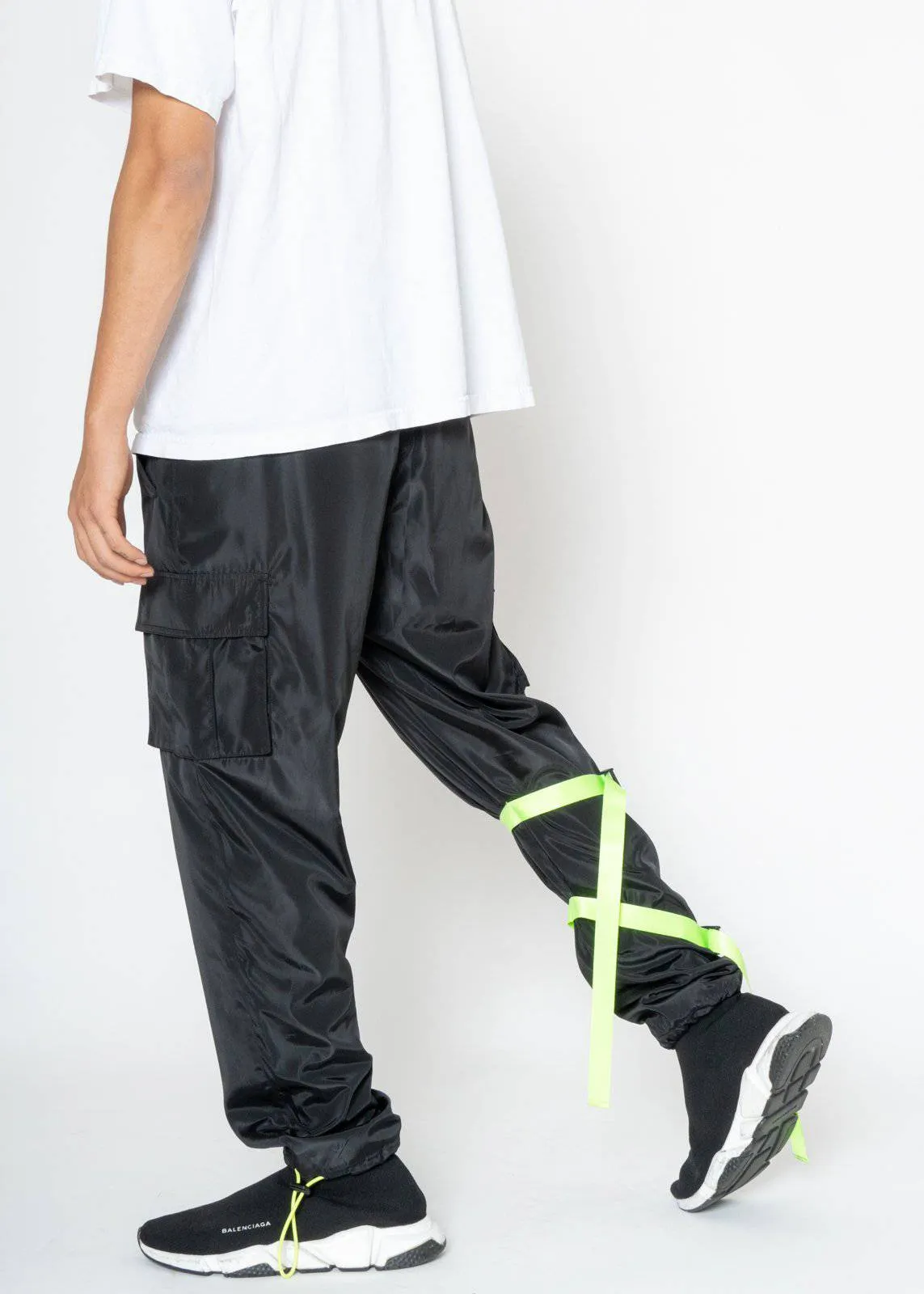 Blank State Men's Swishy Utility Cargo Pants in Black