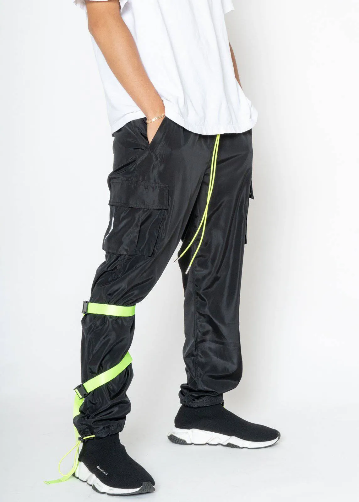 Blank State Men's Swishy Utility Cargo Pants in Black