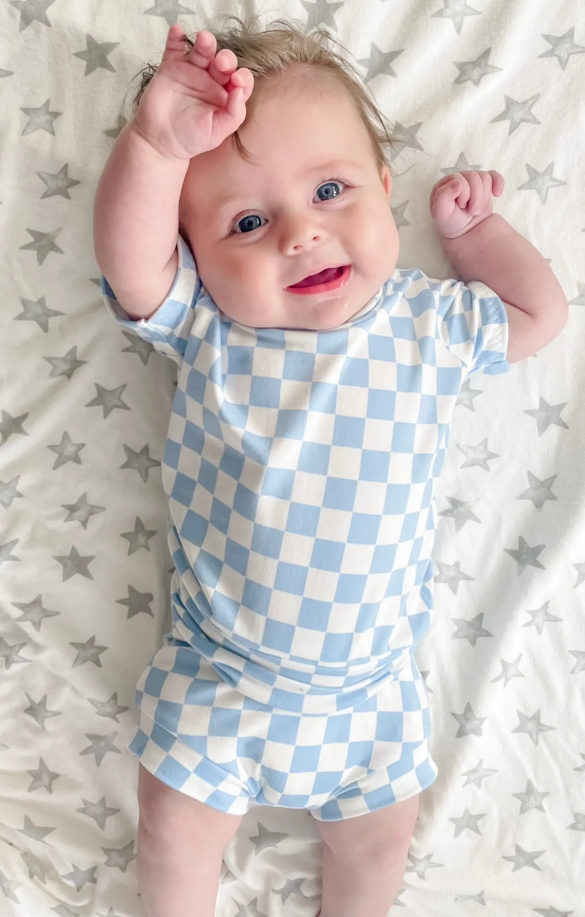 Blue Retro Checkered Summer Lounge Set