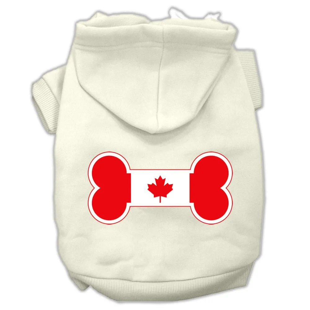 Bone Shaped Canadian Flag Screen Print Pet Hoodies Cream S (10)