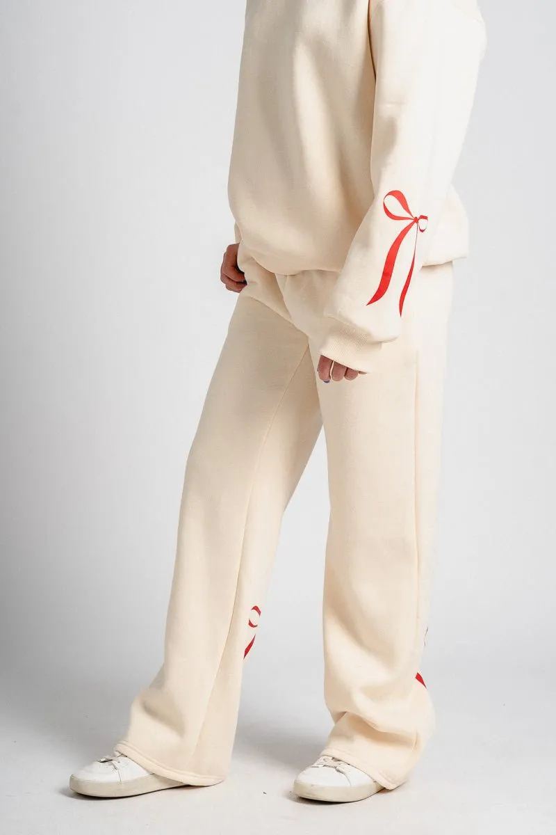 Bow sweatpants cream