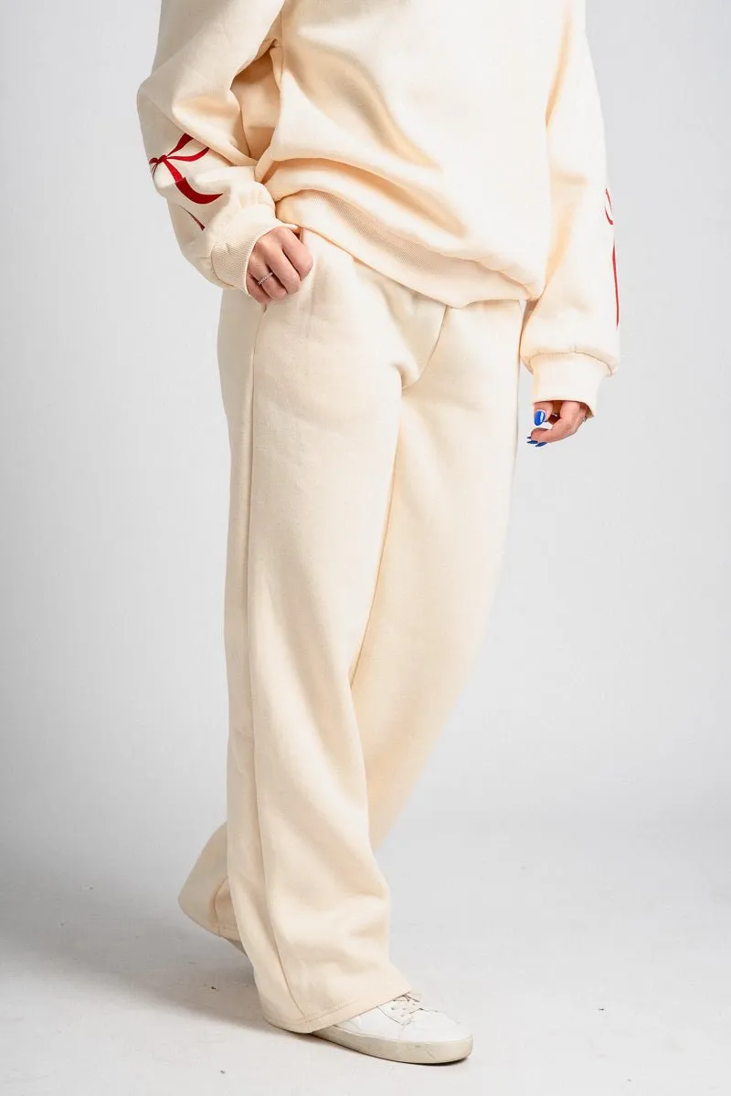 Bow sweatpants cream