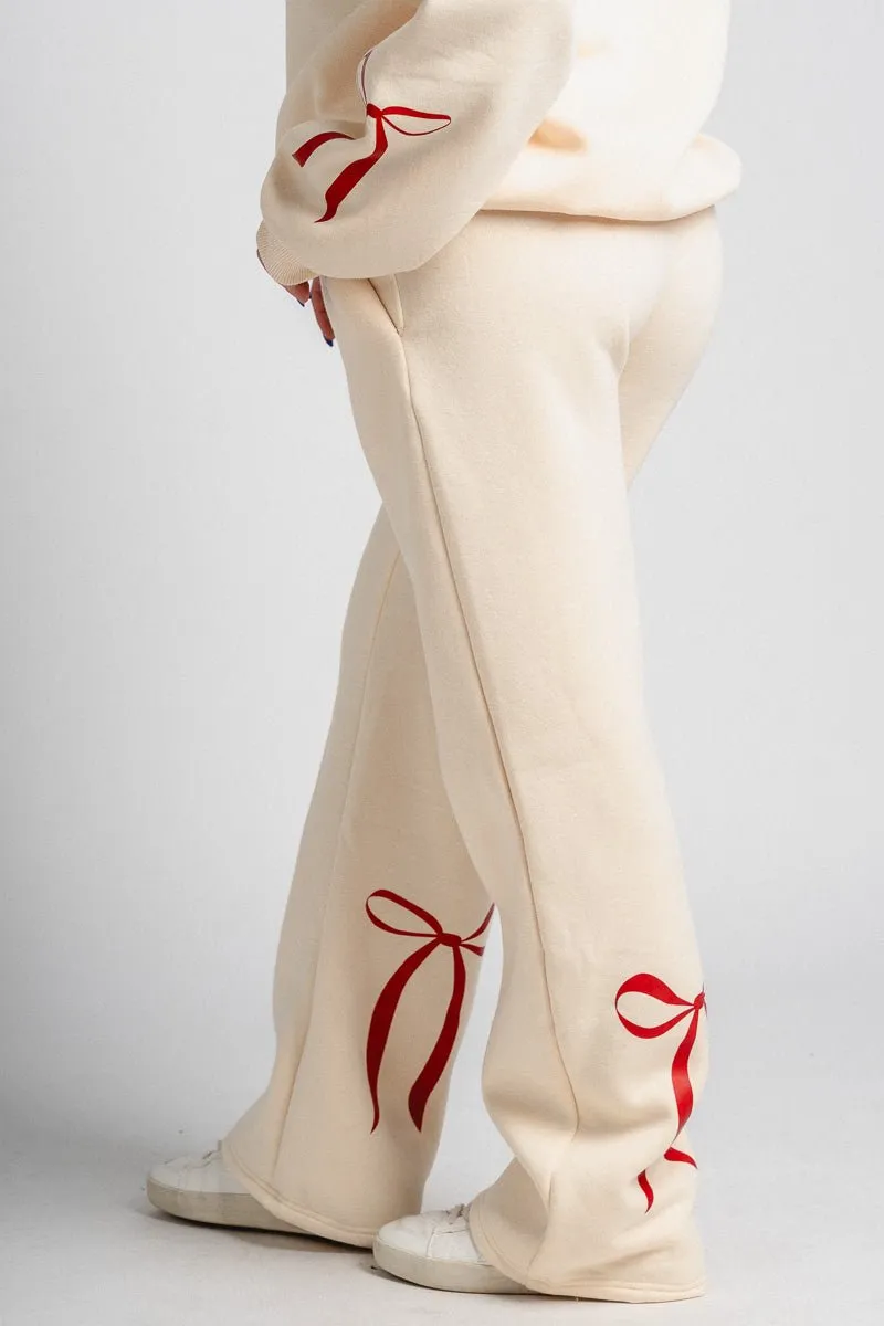 Bow sweatpants cream