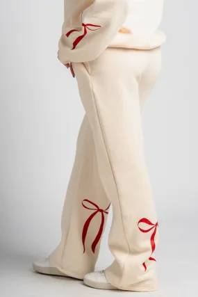 Bow sweatpants cream