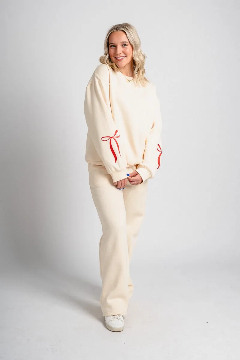 Bow sweatpants cream