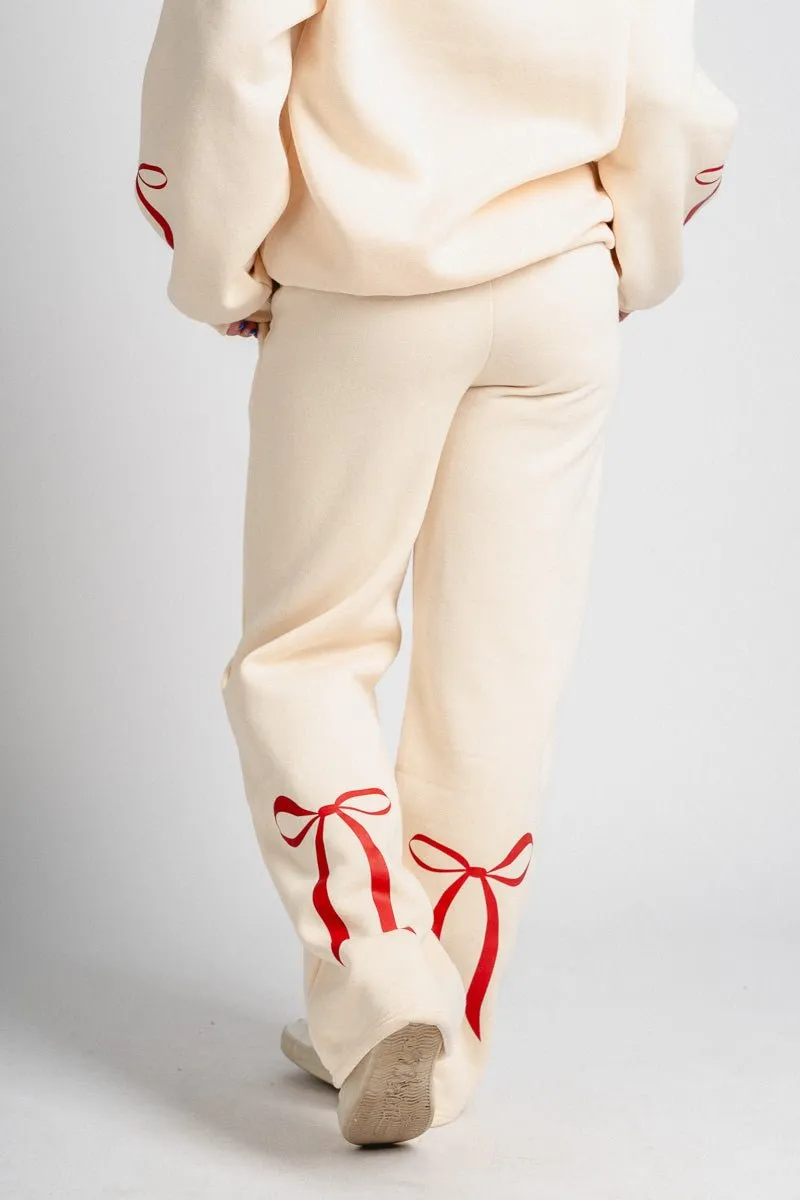 Bow sweatpants cream