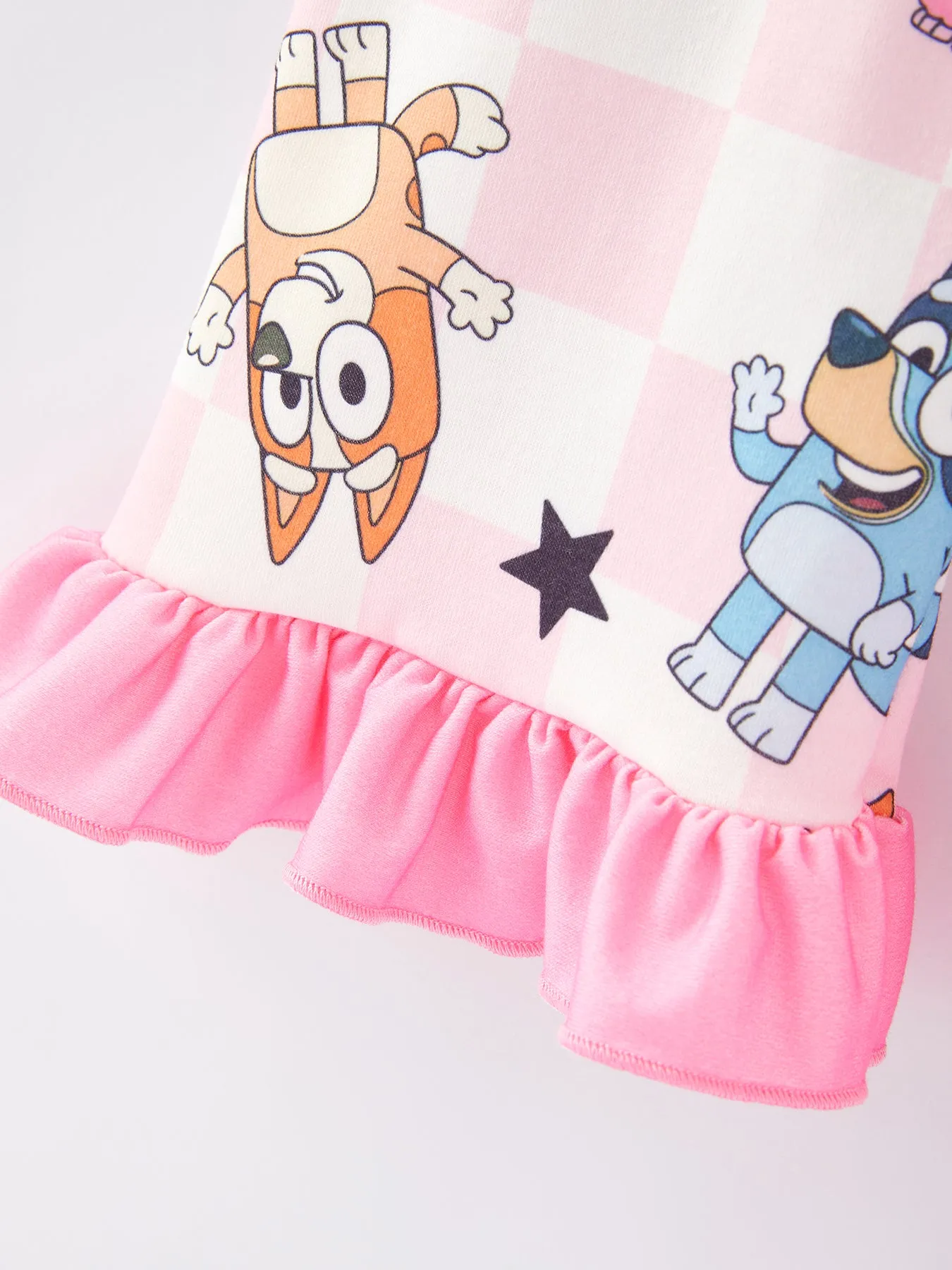 Cartoon Girls Print Pink Pajama Outfit Set