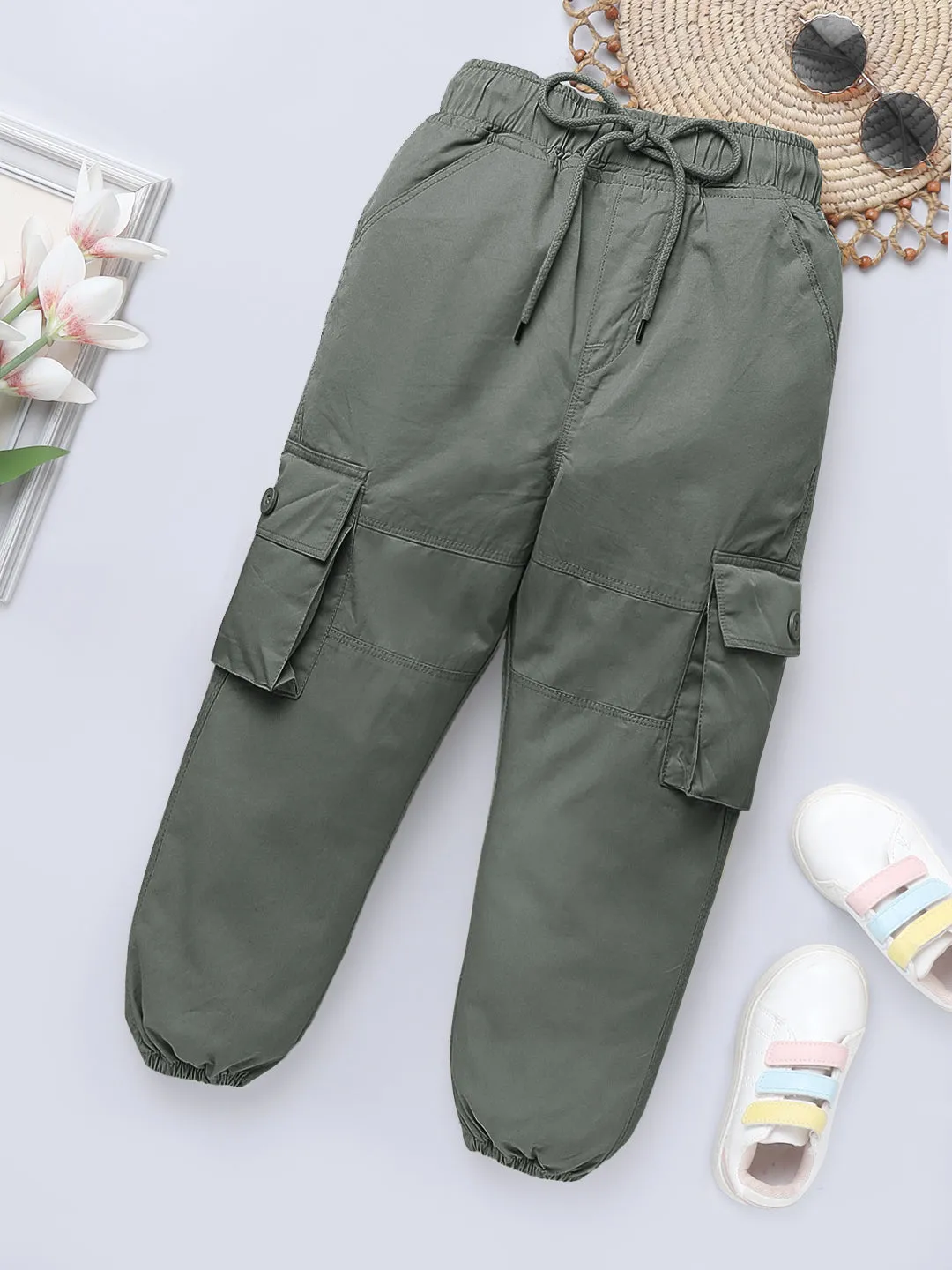 Cotton Grey Cargo for Girls & Boys