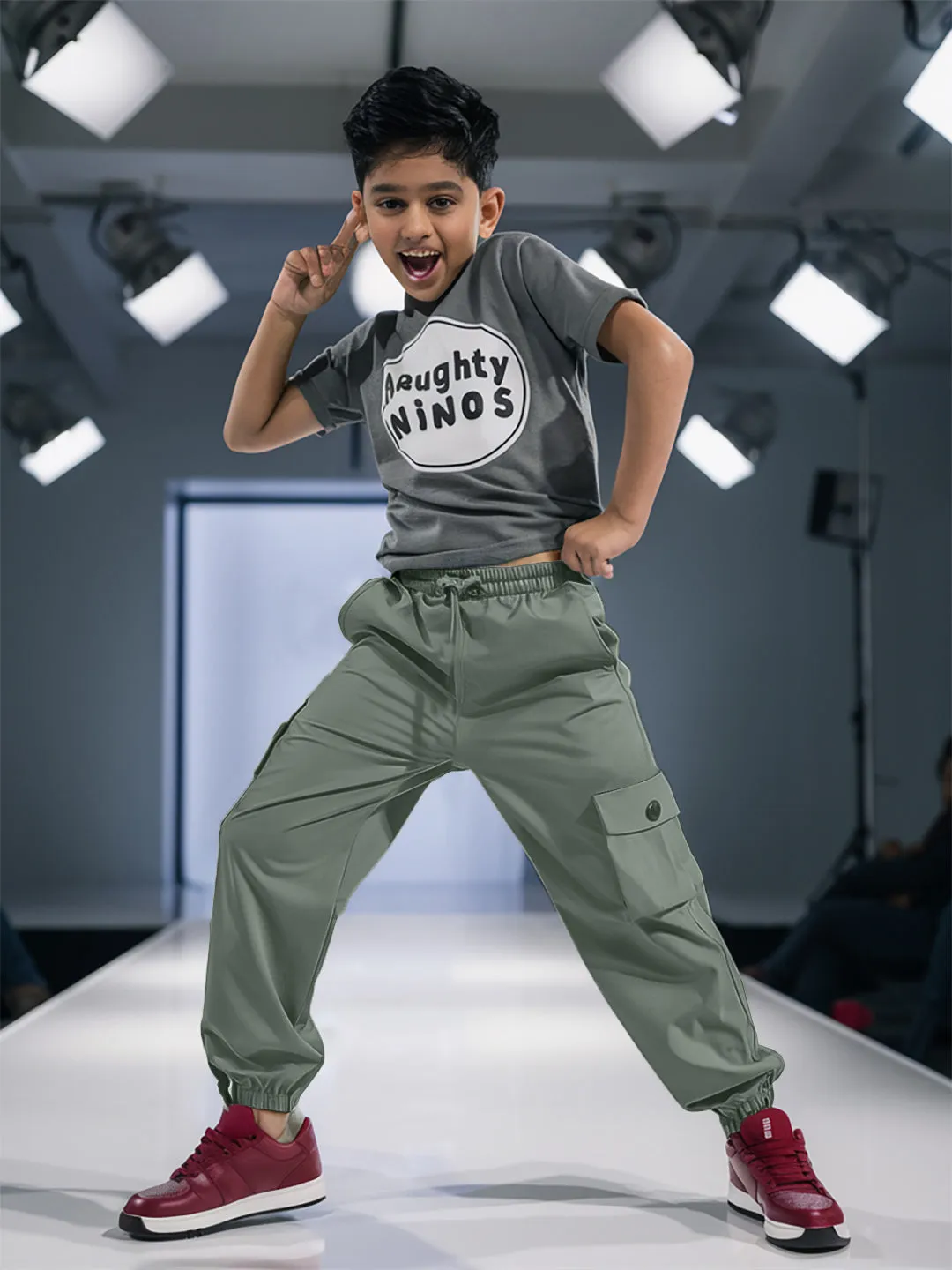 Cotton Grey Cargo for Girls & Boys