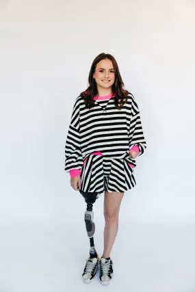 Cozy Stripe Set - Black/Pink