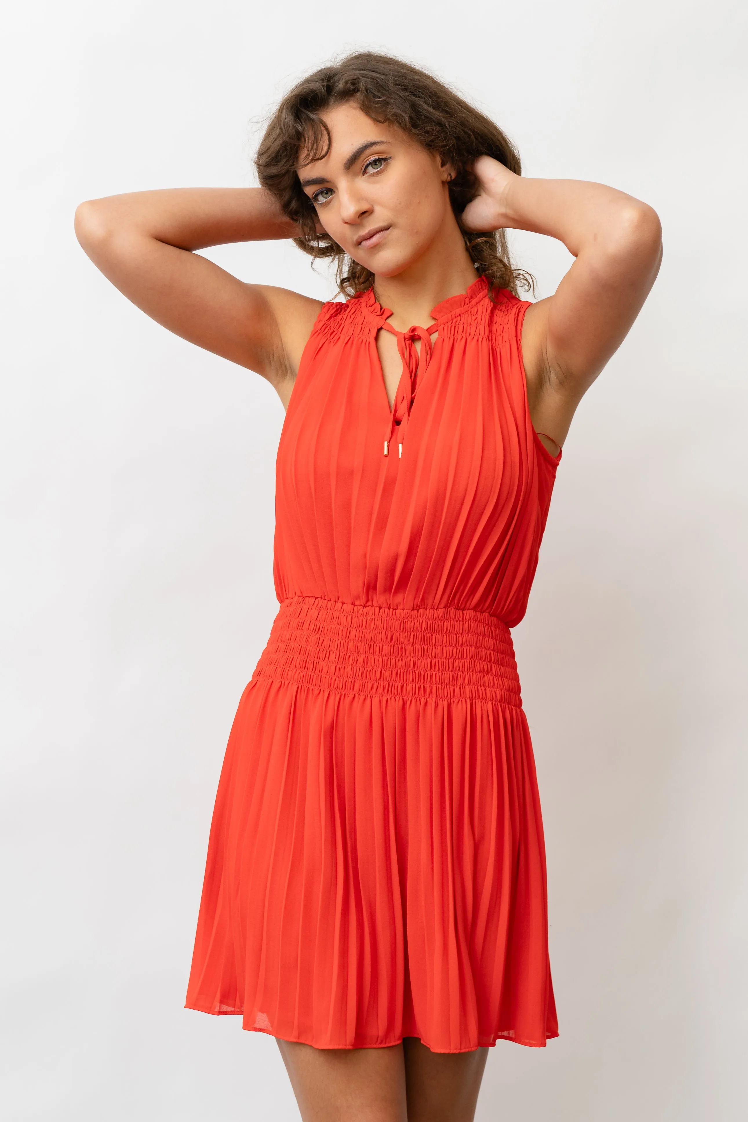 Crimson Canyon Pleated Mini Dress - Red