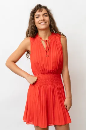Crimson Canyon Pleated Mini Dress - Red