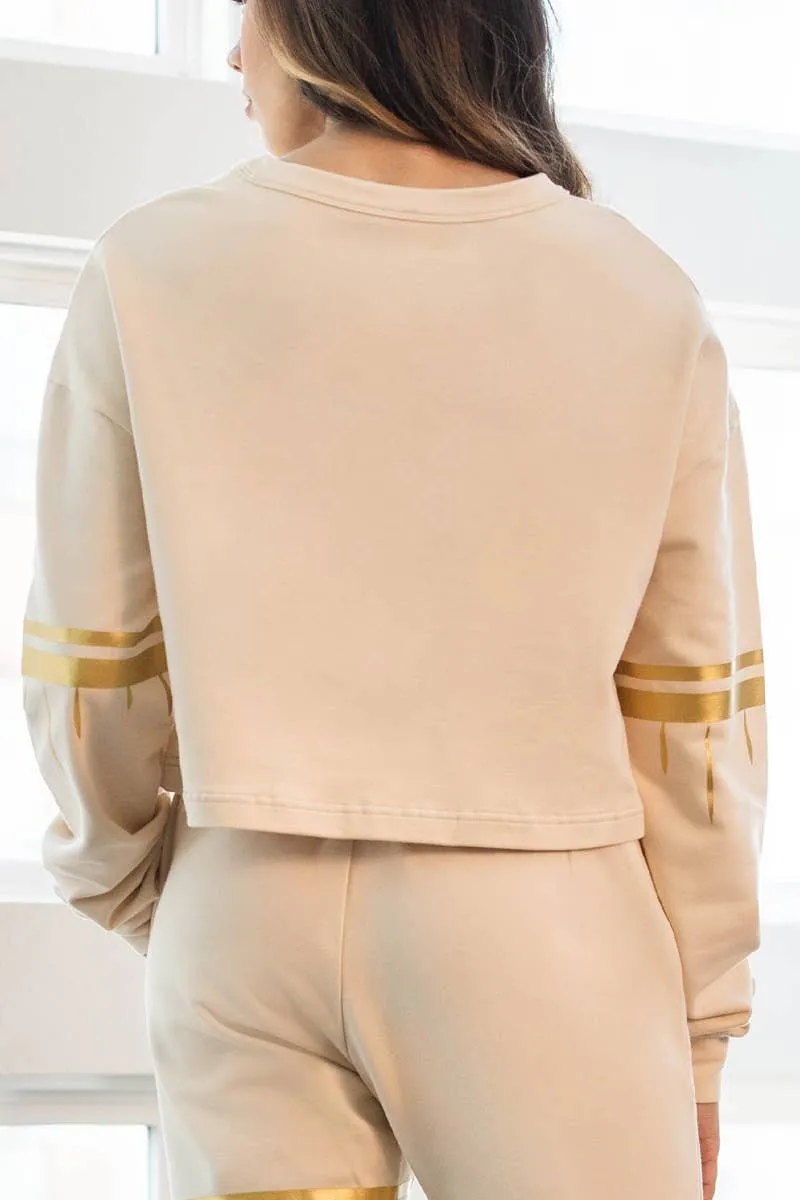 Cropped Pullover in Cream Drip